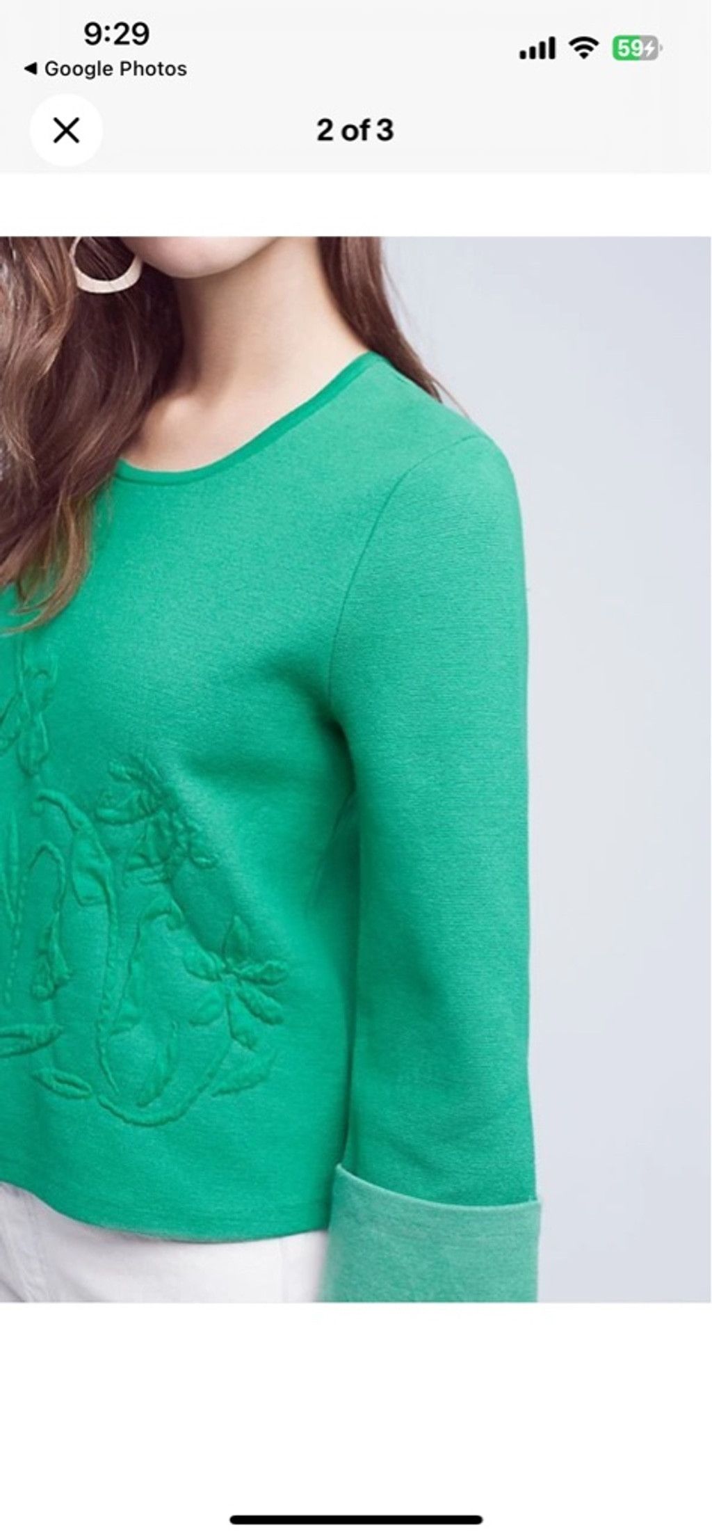 Anthropologie Anthropologie Moth Green Embroidered Sweater Size XS / US 0-2 / IT 36-38 - 2 Thumbnail