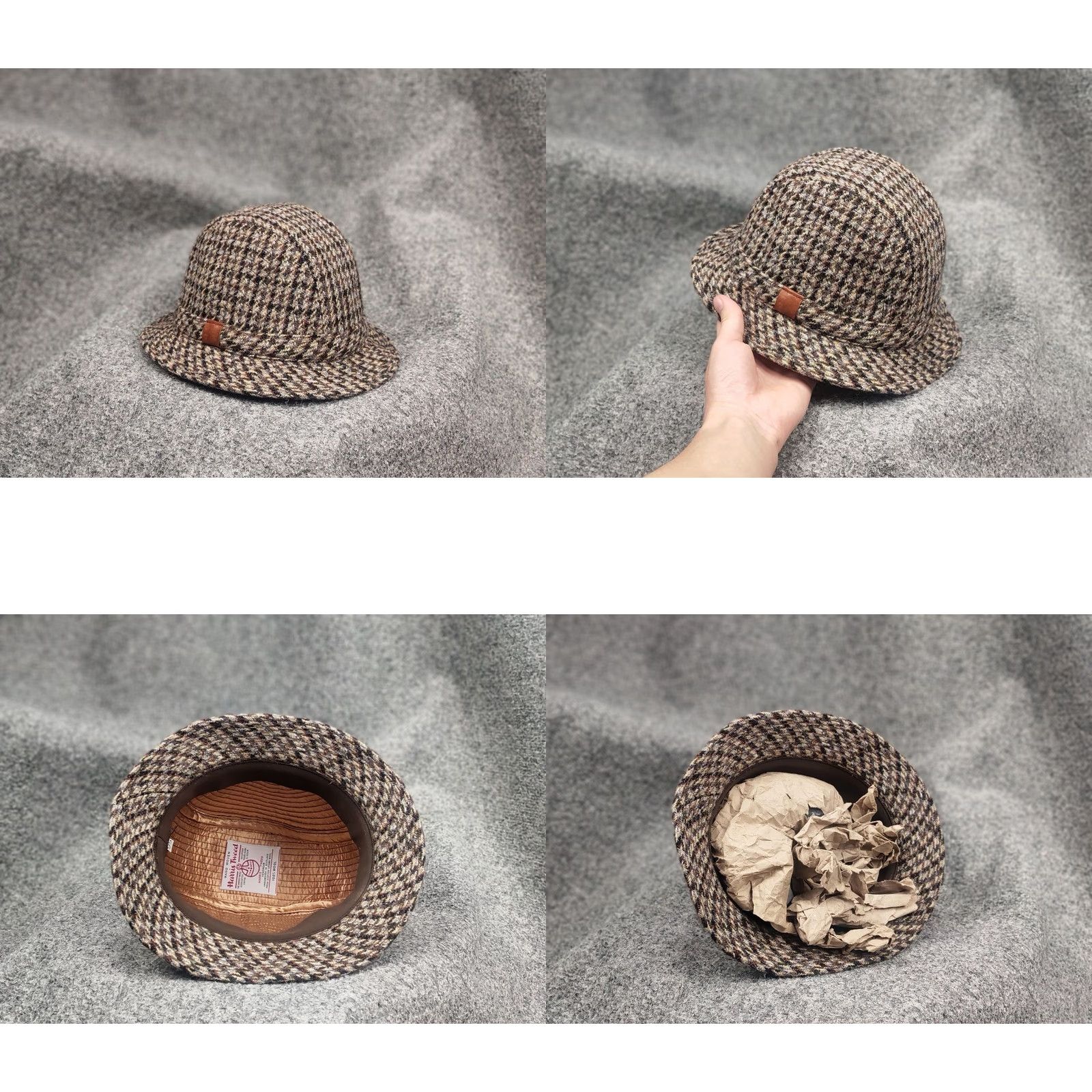 Harris Tweed Vintage Harris Tweed Wool Hat Fedora England - Classic Trilby Hat, Herringbone, Size S, Brown, Wool, 80's, Mens Size ONE SIZE - 8 Thumbnail