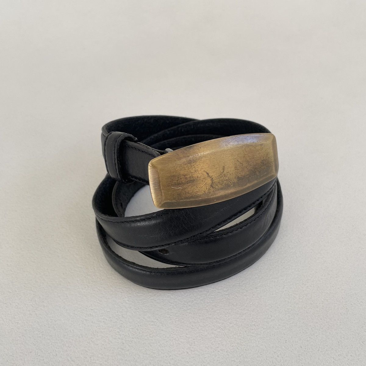 Maison Margiela Mid 2000s ‘Distressed Brass Buckle’ Belt Size 36 - 6 Thumbnail