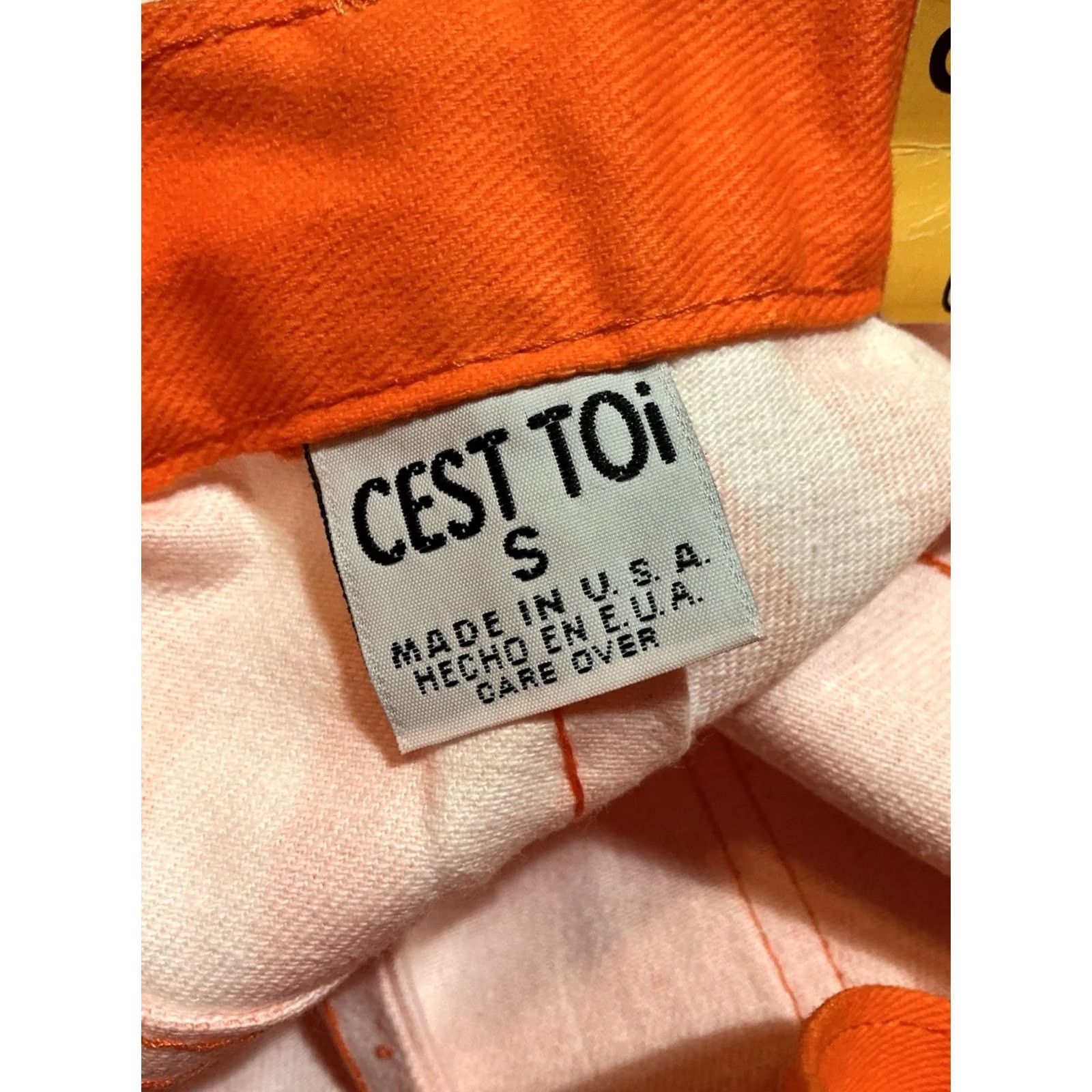 Vintage VINTAGE C’est Toi Denim Shorts Orange Striped Jean Shorts Sz S Unisex Fit 1990s Made In USA Men Women Boys Girls Size US 29 - 5 Thumbnail