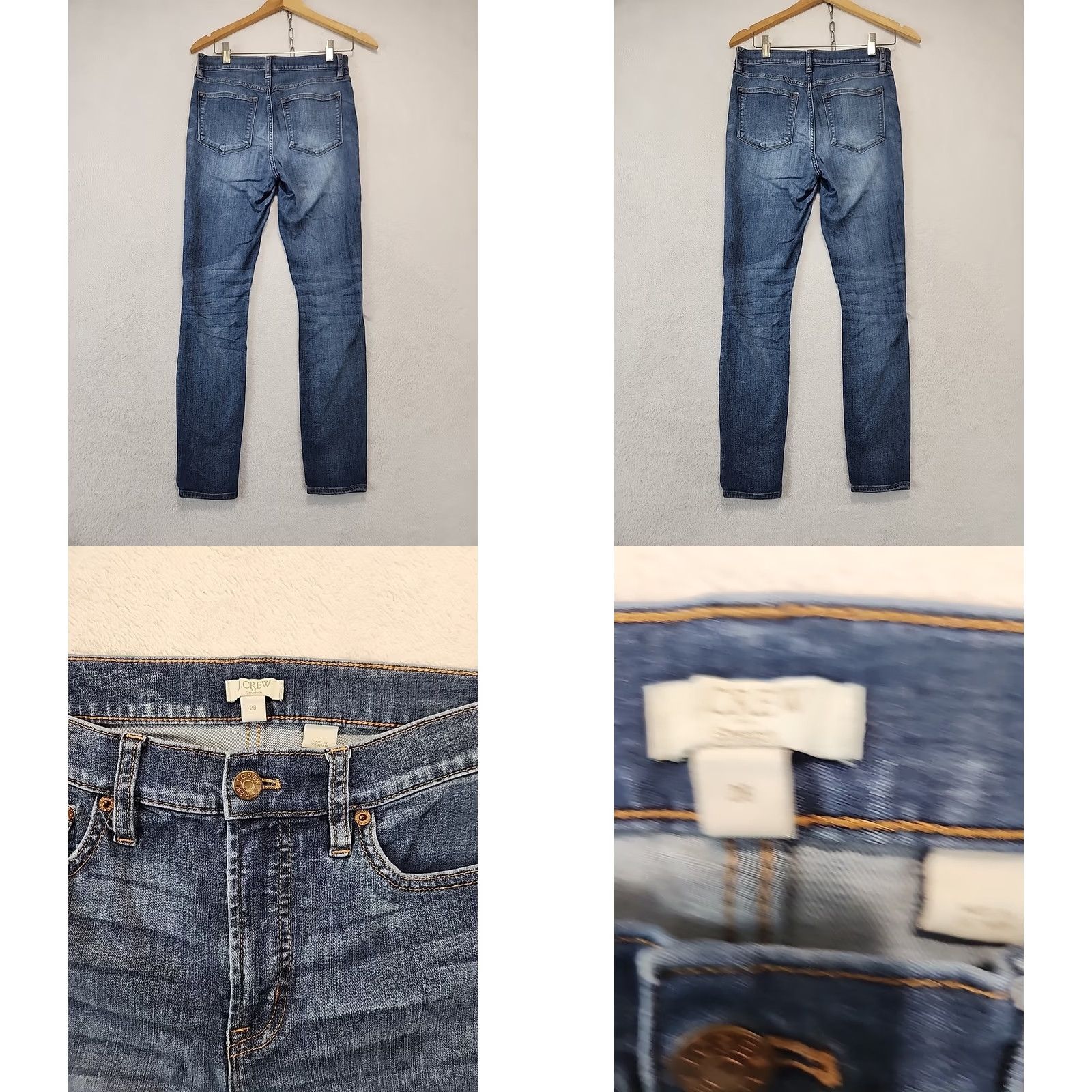 J.Crew J.CREW Stretch Skinny Ankle Blue Jeans Distressed Women's Sz 28 Whiskered Faded Size 28" / US 6 / IT 42 - 9 Thumbnail