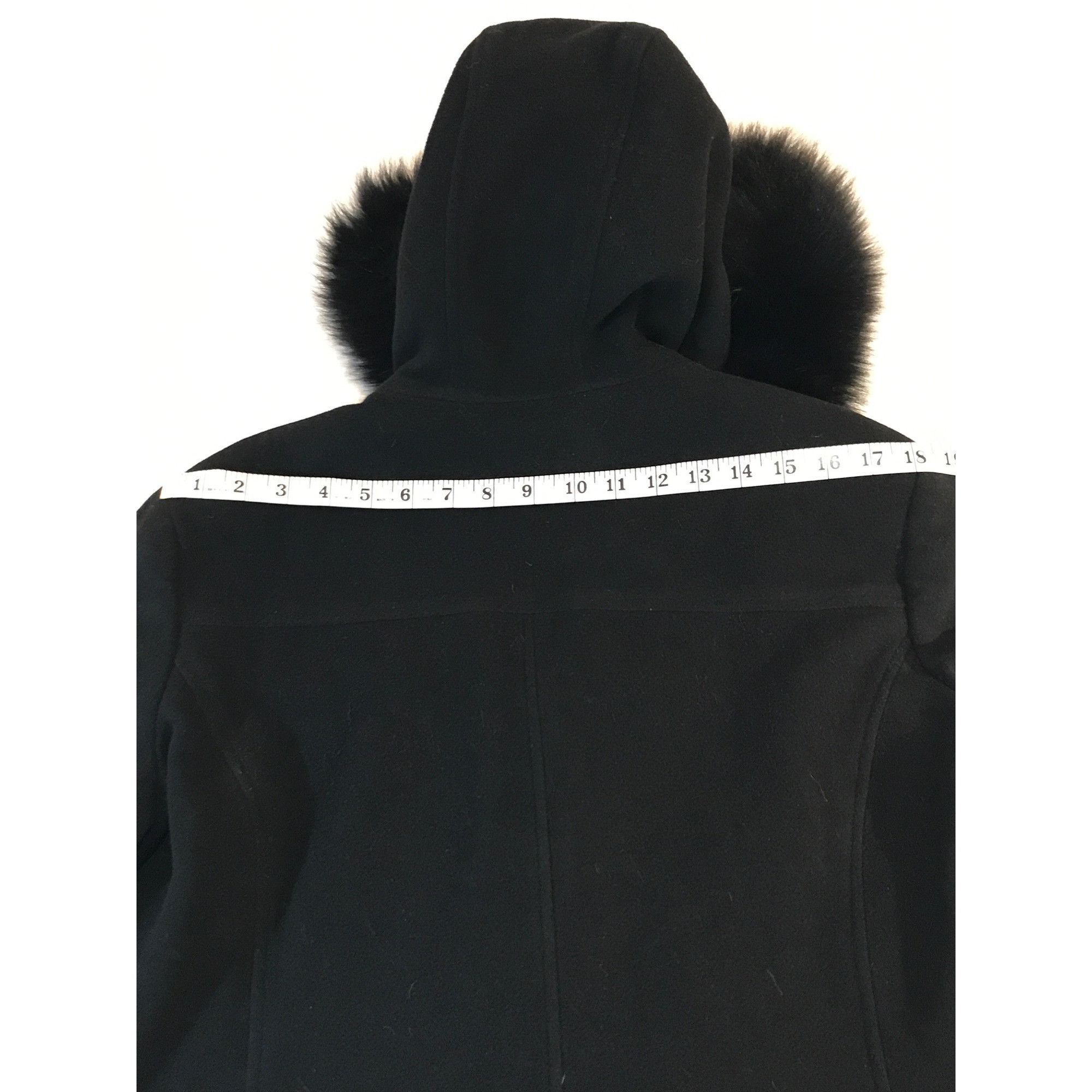 Worthington Worthington Black Wool Blend Coat Faux Fur Hood Size XL / US 12-14 / IT 48-50 - 6 Thumbnail