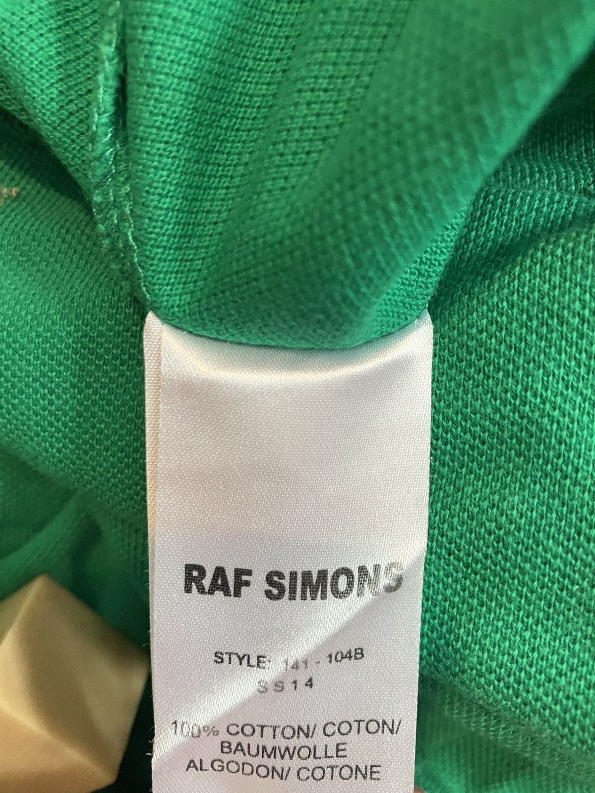 Raf Simons SS14 Green Cropped Polo Shirt with floral patch pocket Size US XS / EU 42 / 0 - 5 Thumbnail