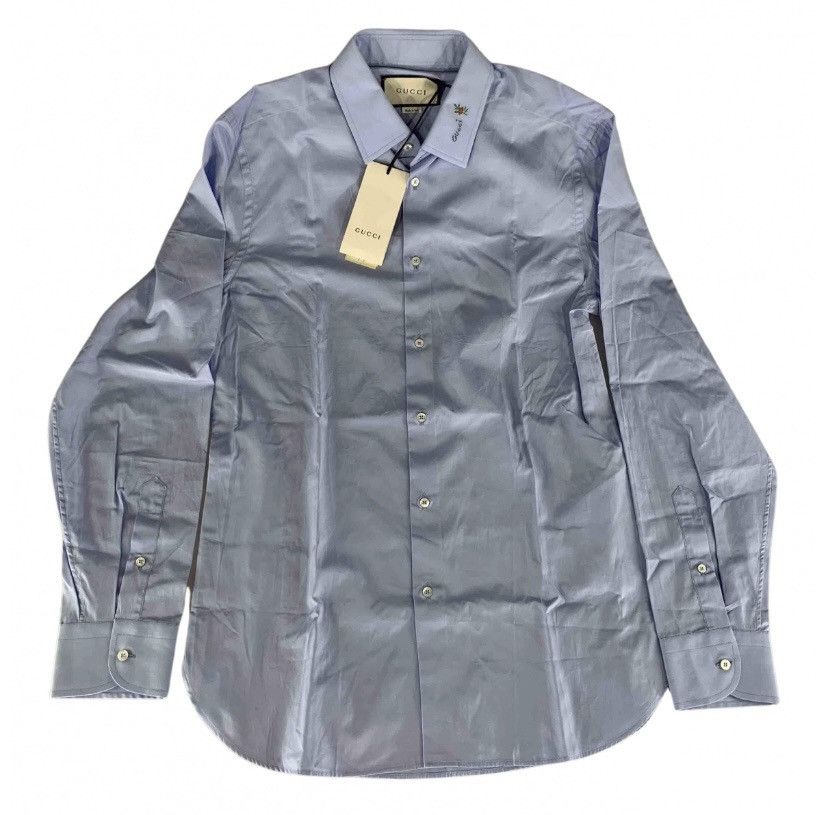 Gucci Gucci Blue Poplin GG Embroider Collar Slim Fit Shirt 16 NWT Size US L / EU 52-54 / 3 - 1 Thumbnail