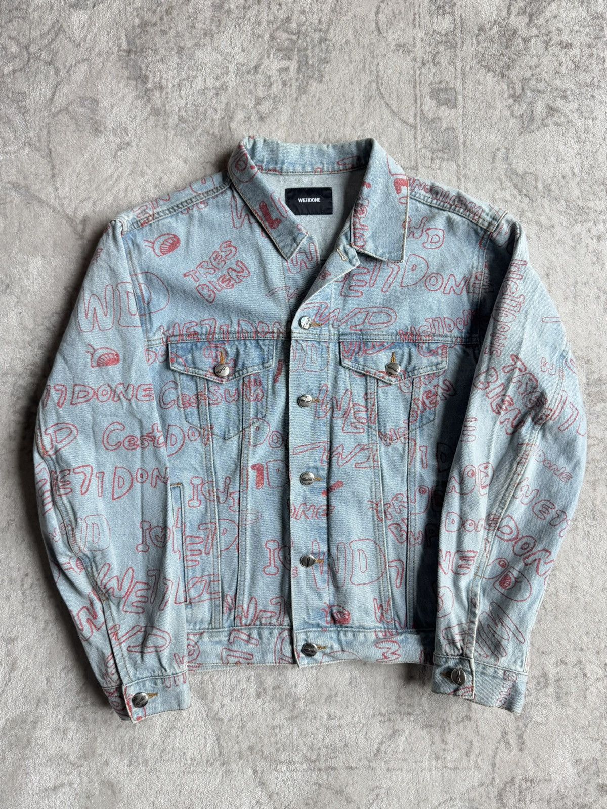 WE11DONE WE11DONE Blue Graffiti All Over Print Denim Jacket Size US M / EU 48-50 / 2 - 1 Thumbnail
