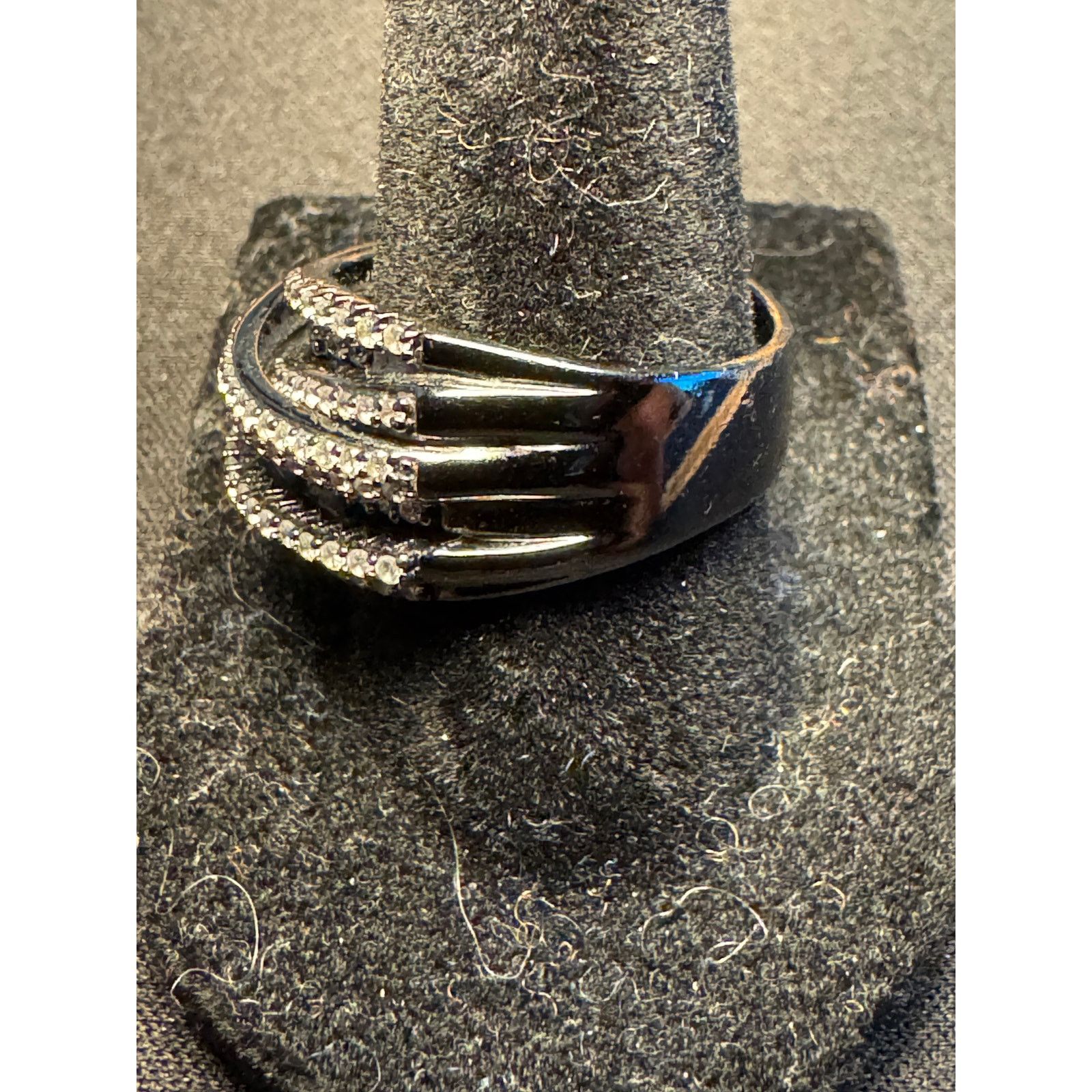 Other 925 Silver Diamond Rhodium Plated Over Silver Ring Size 8 Size ONE SIZE - 2 Thumbnail