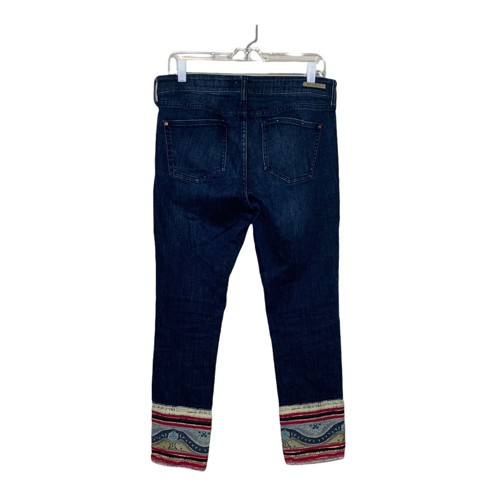 Anthropologie Pilcro boho pattern cuff straight legs fitted jeans size 28 Size 32" / US 10 / IT 46 - 6 Thumbnail