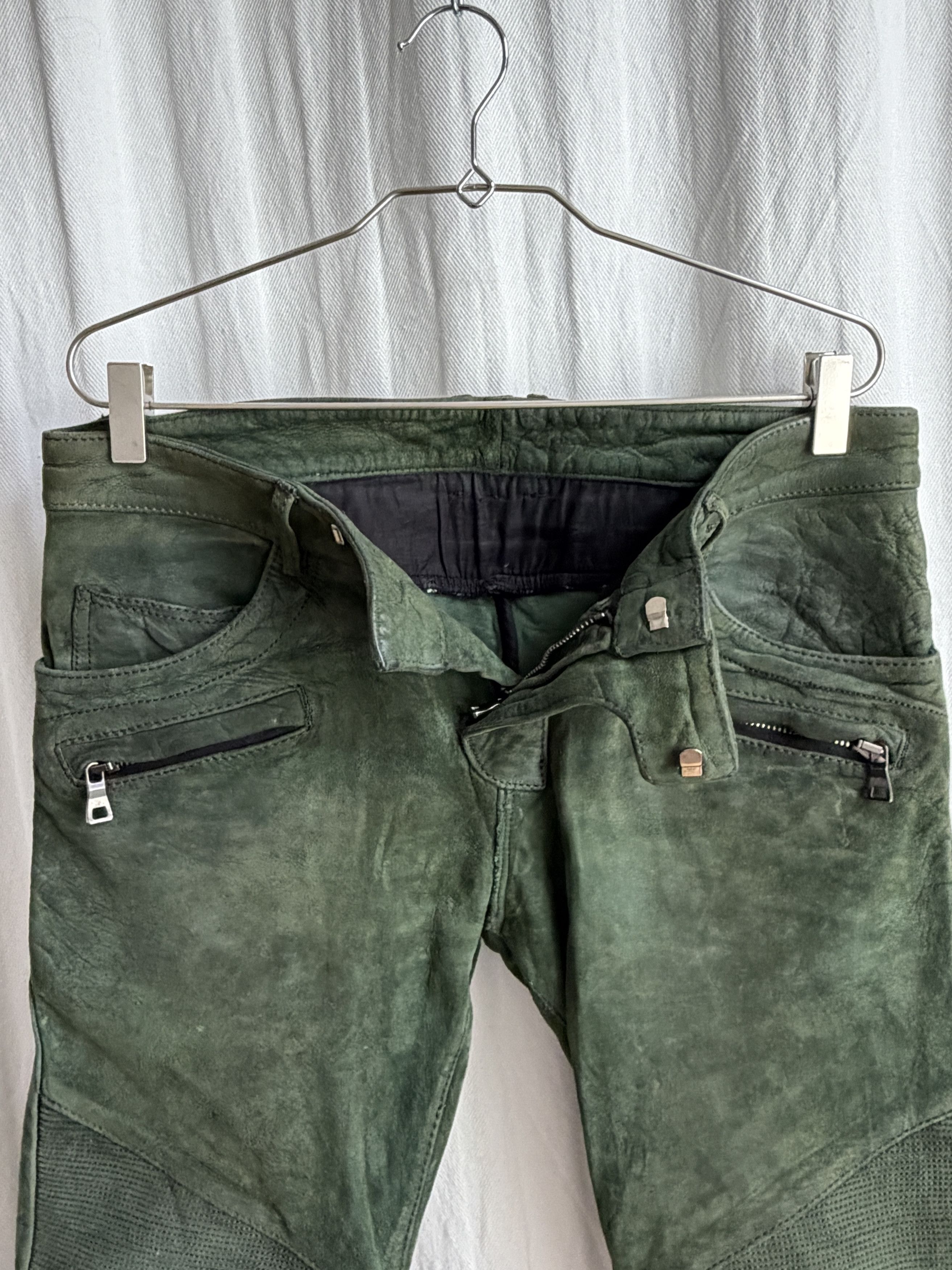 Balmain AW12 Forest Green Suede Biker Pants Size US 30 / EU 46 - 8 Thumbnail