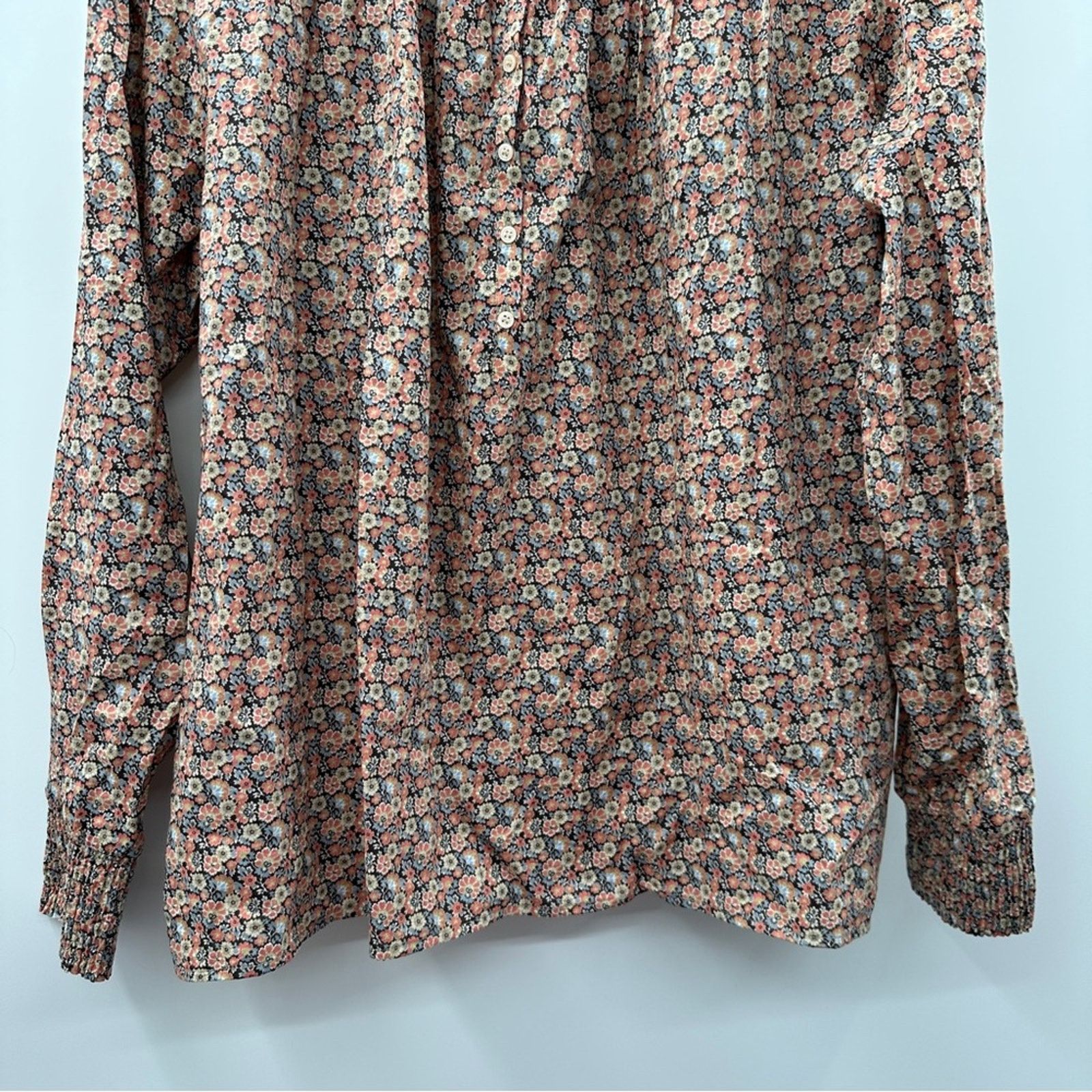 ba&sh Ba&sh Freja Floral Long Sleeve Button Neck Blouse Sz 3 (L) Size L / US 10 / IT 46 - 4 Thumbnail