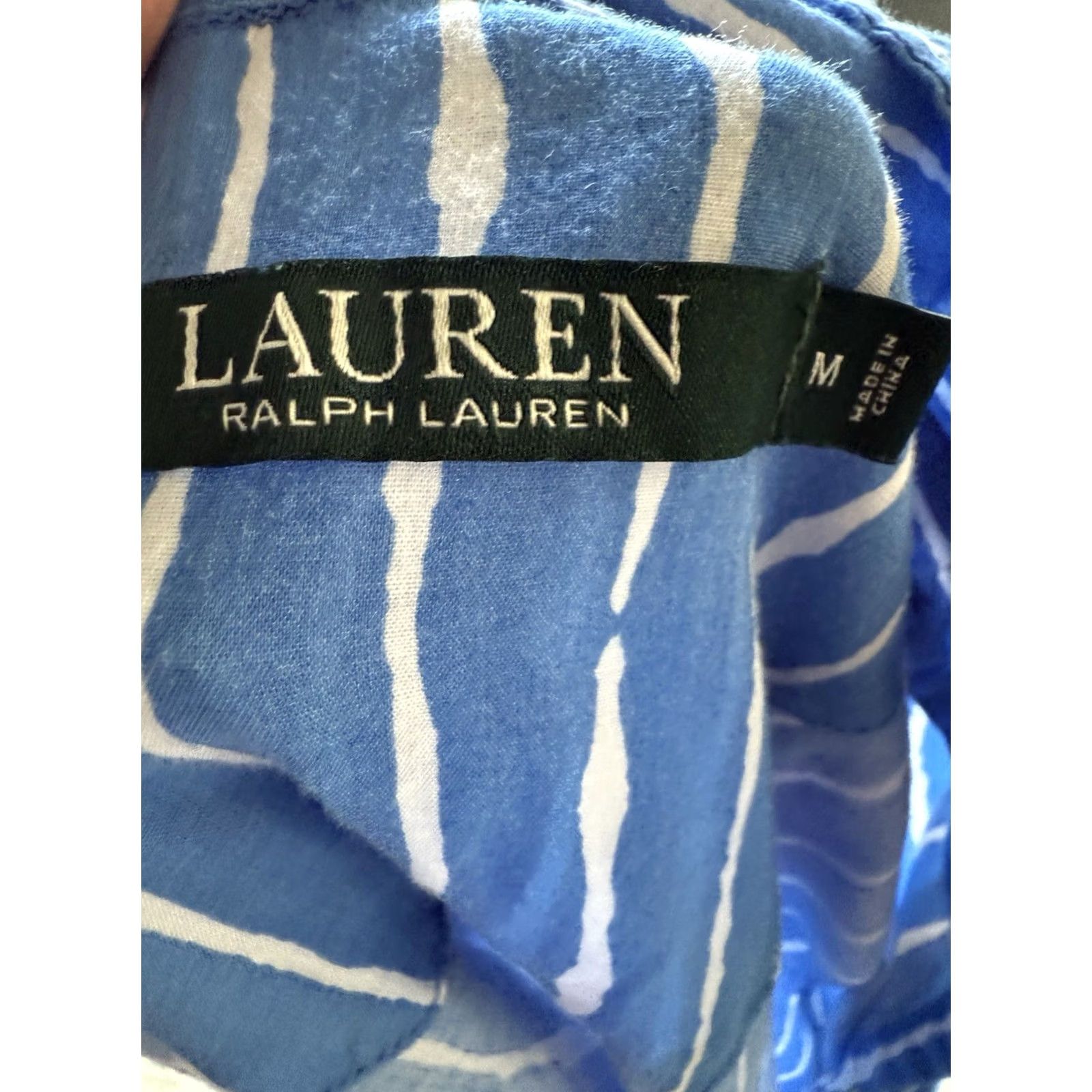 Ralph Lauren VINTAGE? (No) Lauren Ralph Lauren Sleeveless Dress White Blue Stripe Viscose M Woman Knee Length A-Line Size M / US 6-8 / IT 42-44 - 7 Thumbnail