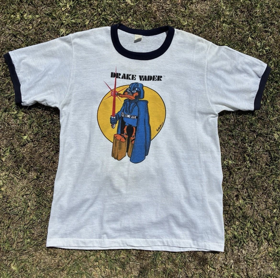 Vintage True Vintage 1970s Drake Vader Star Wars Daffy Duck Ringer Size US XL / EU 56 / 4 - 1 Thumbnail