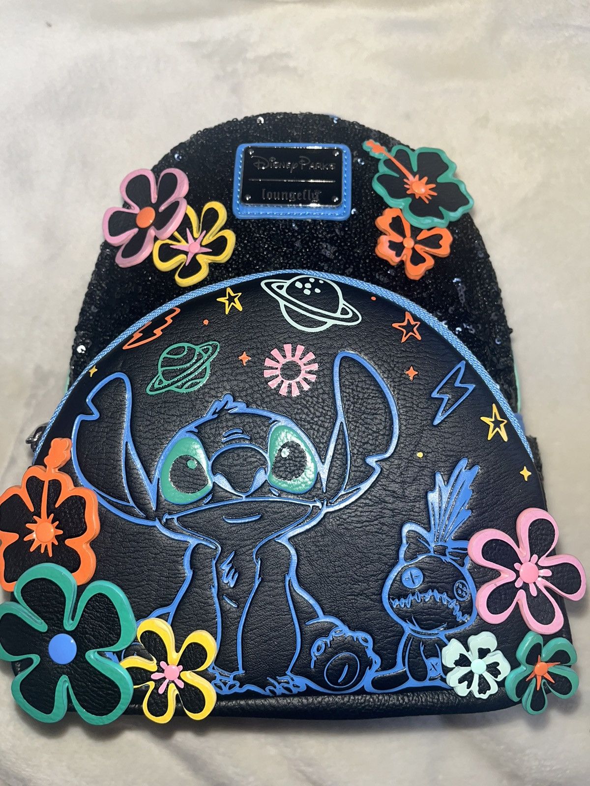 Disney Disney Loungefly Mini Backpack Stitch 626 Day - Black Sequin Size ONE SIZE - 4 Thumbnail