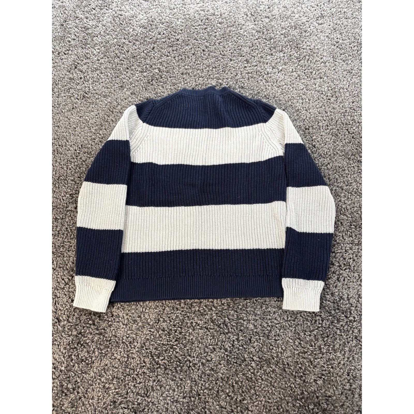 J.Crew **J CREW Women's Med Blue Stripe Cable Knit Classic Pullover Sweater** User: J CREW Women's Med Blue Cable Knit Stripe Classic Pullover Sweater Size M / US 6-8 / IT 42-44 - 5 Thumbnail