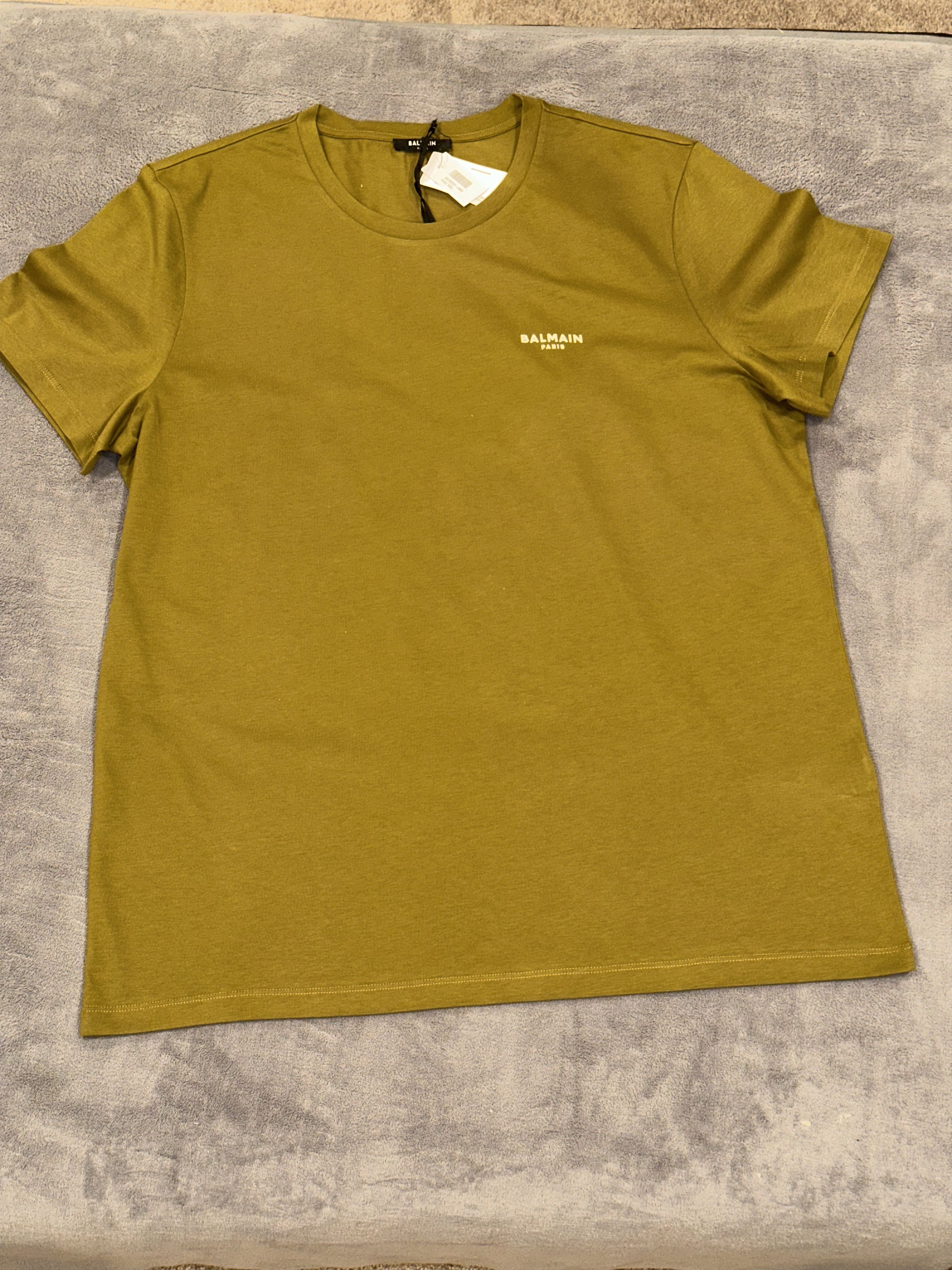 image of Balmain Logo-Flocked Cotton T-Shirt $405 Size2Xl(54) in Saffron, Men's