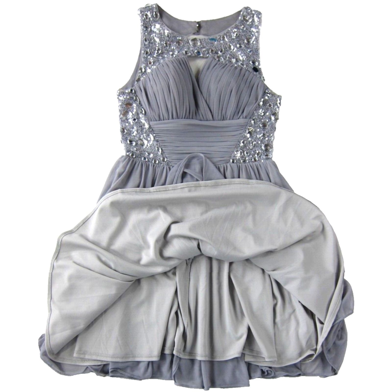 Vintage Blondie Nites Ball Gown Dress Sleeveless Party Grey Silver Sparkle Ruched 1 Womens Junior Size 1 Knee Length Size XS / US 0-2 / IT 36-38 - 6 Thumbnail