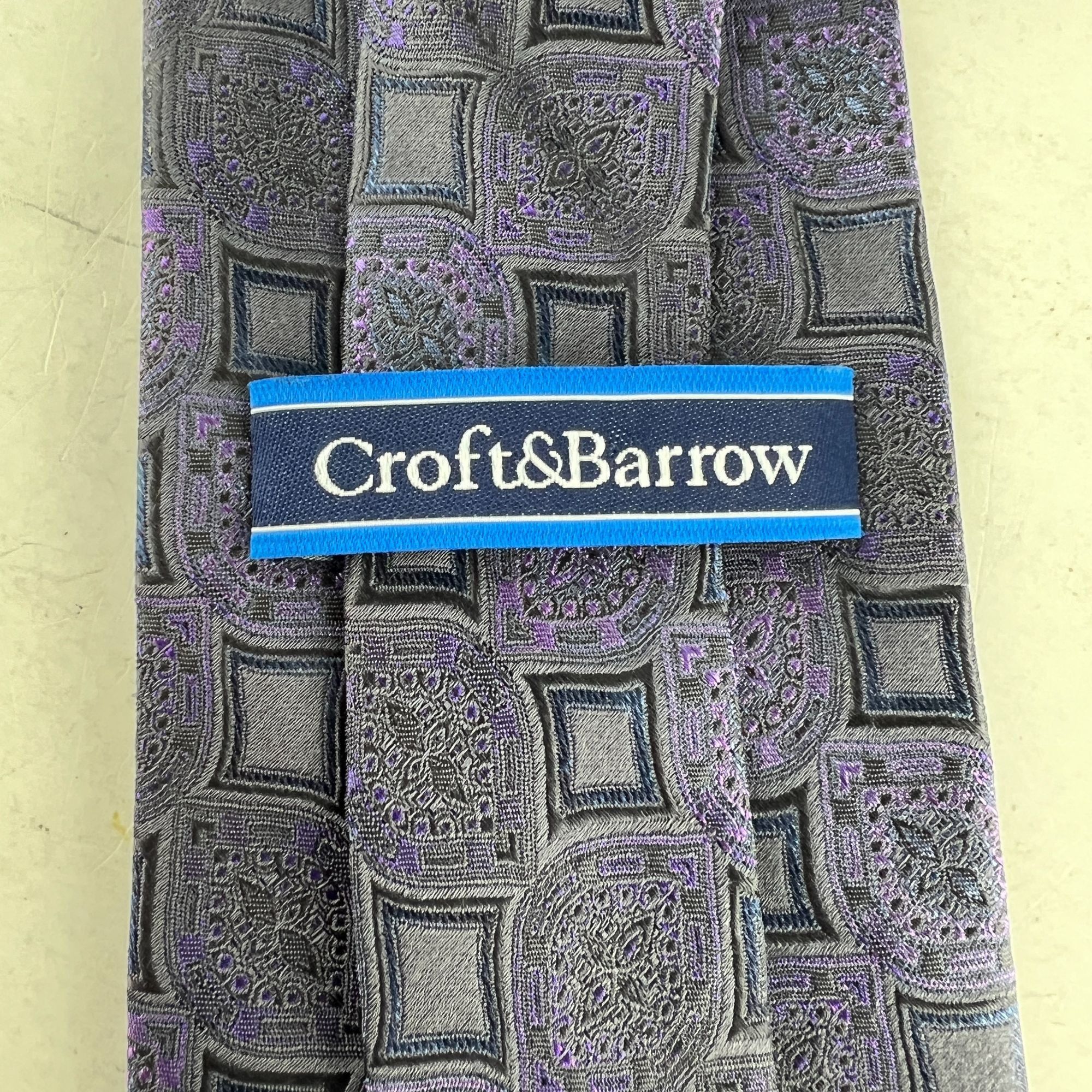 Croft & Barrow Croft & Barrow Purple Square Design Necktie Tie Silk Size ONE SIZE - 4 Thumbnail
