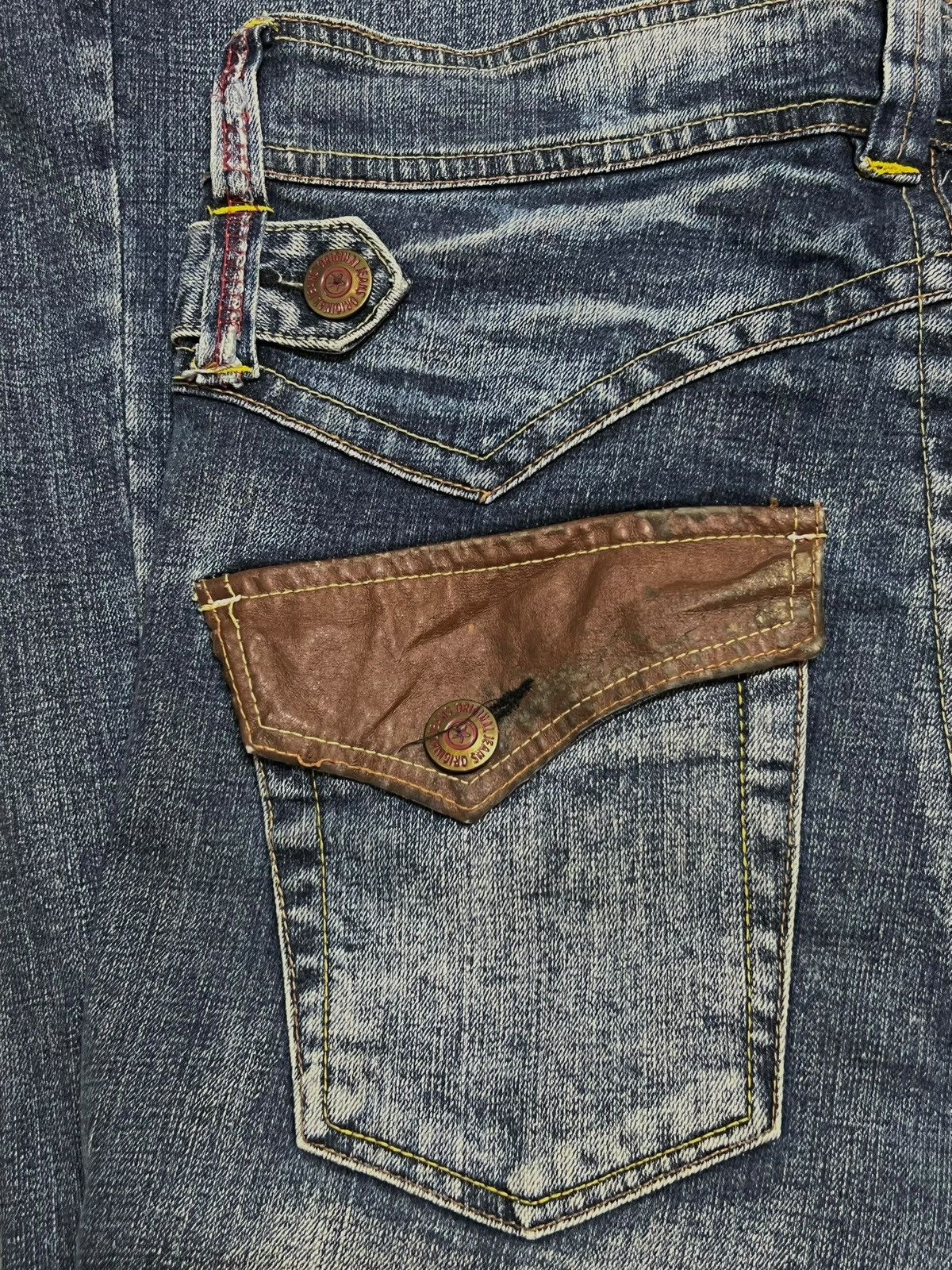 Japanese Brand Vintage Flared Original Jeans Japan - Faded Wash Style Jeans Size US 33 - 10 Thumbnail