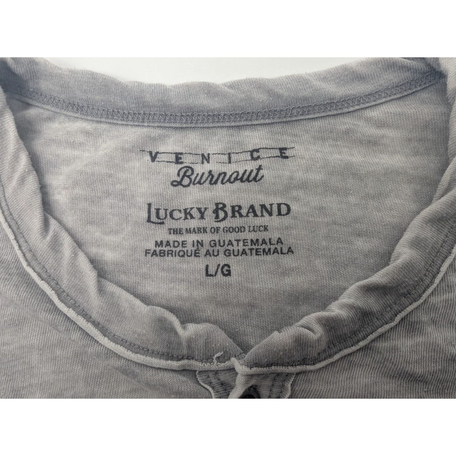 Lucky Brand Lucky Brand Venice Burnout Henley Shirt Mens L Gray Short Sleeve Casual Shirt Size US L / EU 52-54 / 3 - 6 Thumbnail