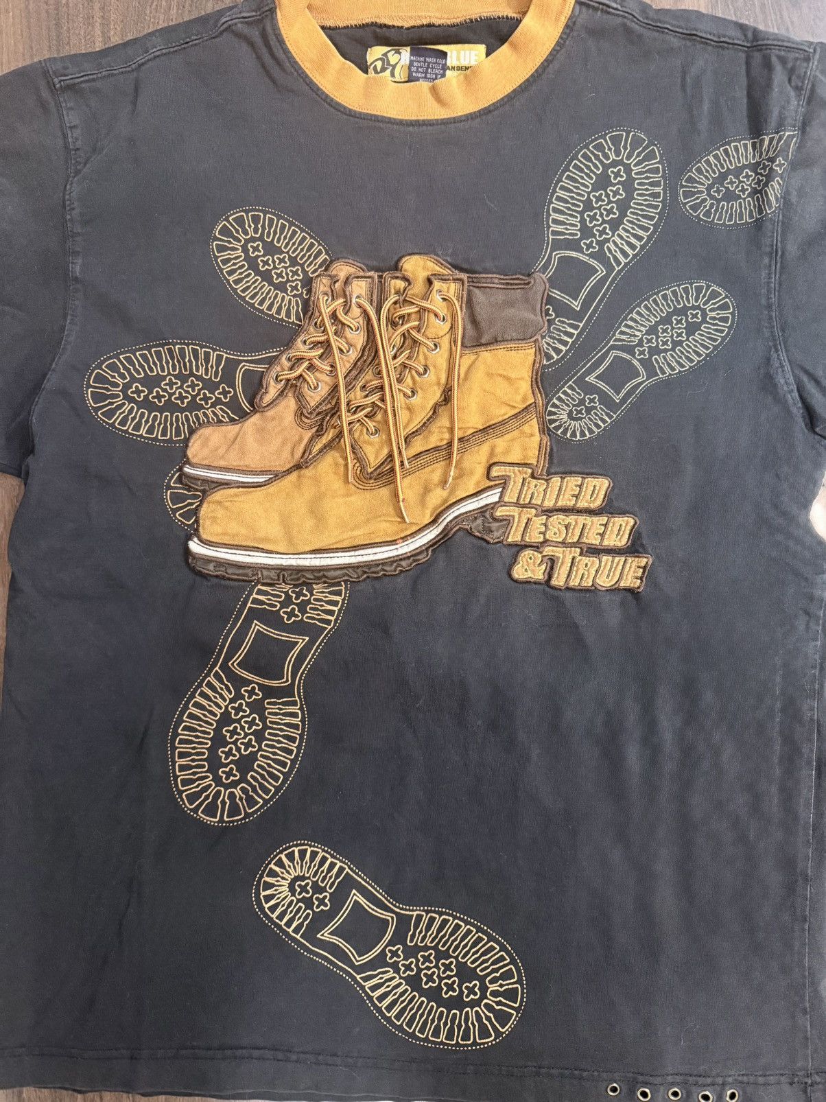 Other Y2K RAW BLUE Brown Embroidered Timberland Streetwear Tee Size US L / EU 52-54 / 3 - 2 Thumbnail