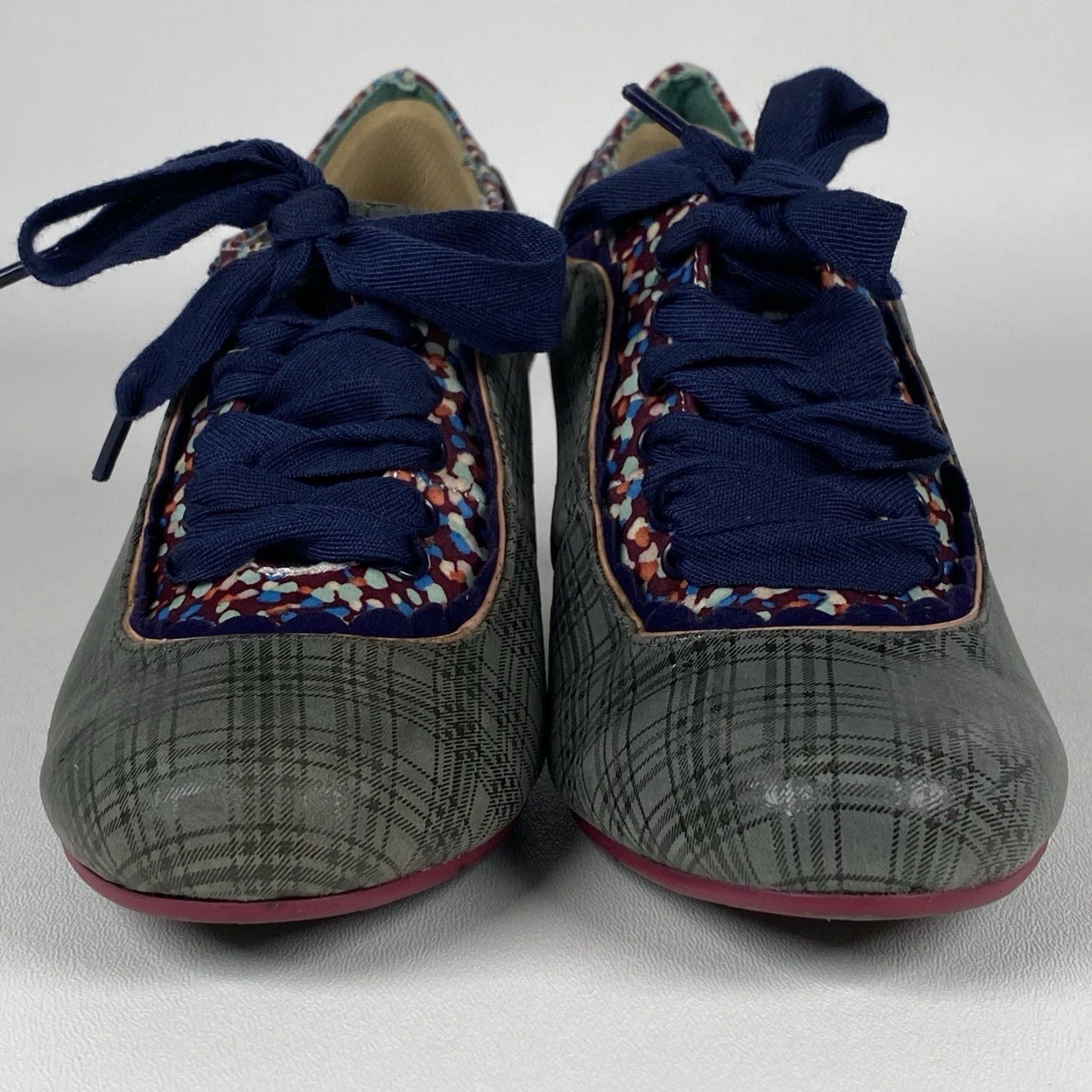 Vintage POETIC LICENCE Backlash Pumps Women’s 6.5 Grey Plaid Ribbon Tie Mid Heel Pump Size US 7 / IT 37 - 3 Thumbnail