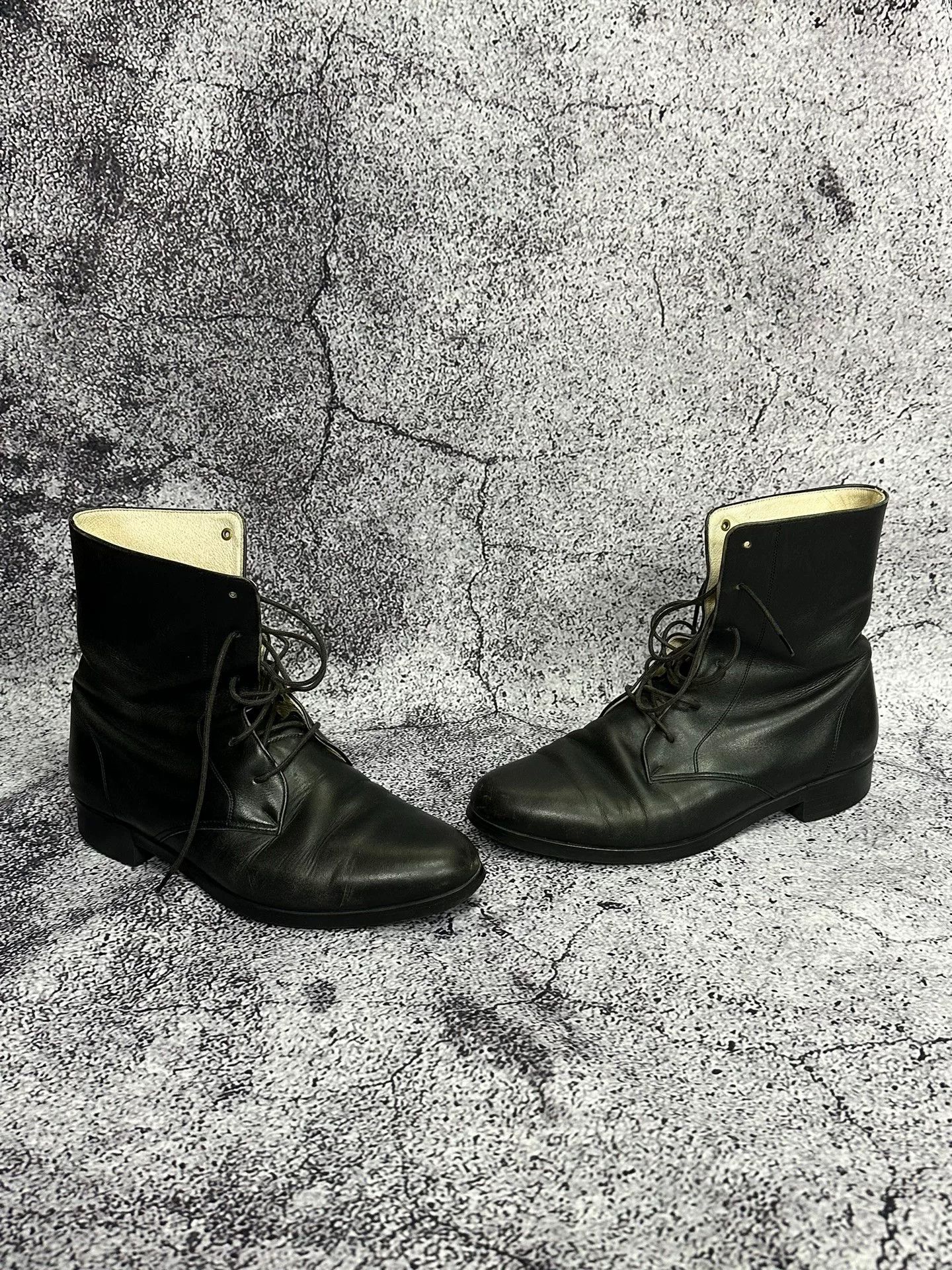 Yohji Yamamoto Black Leather Ankle Military Boots Size US 5.5 / EU 38 - 1 Thumbnail