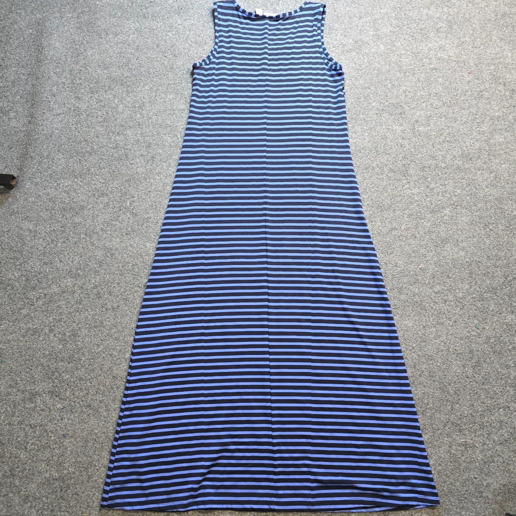Vintage Chicos Dress Maxi Womens Large Blue Striped Sleeveless Casual Knit Rayon Spandex Size L / US 10 / IT 46 - 7 Thumbnail