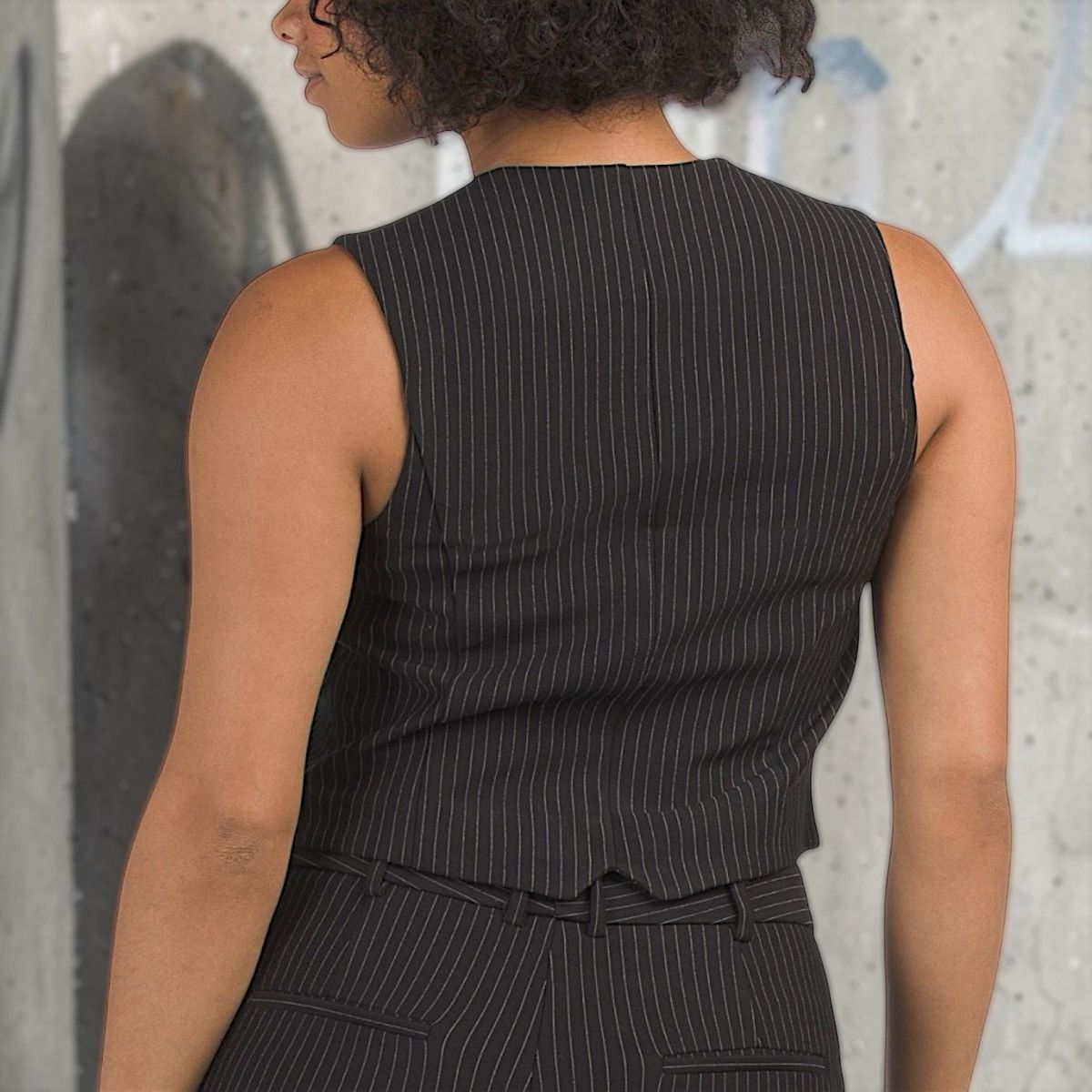Other Greige Women’s Black Pinstripe Dressy Formal Vest Sz L Size L / US 10 / IT 46 - 3 Thumbnail