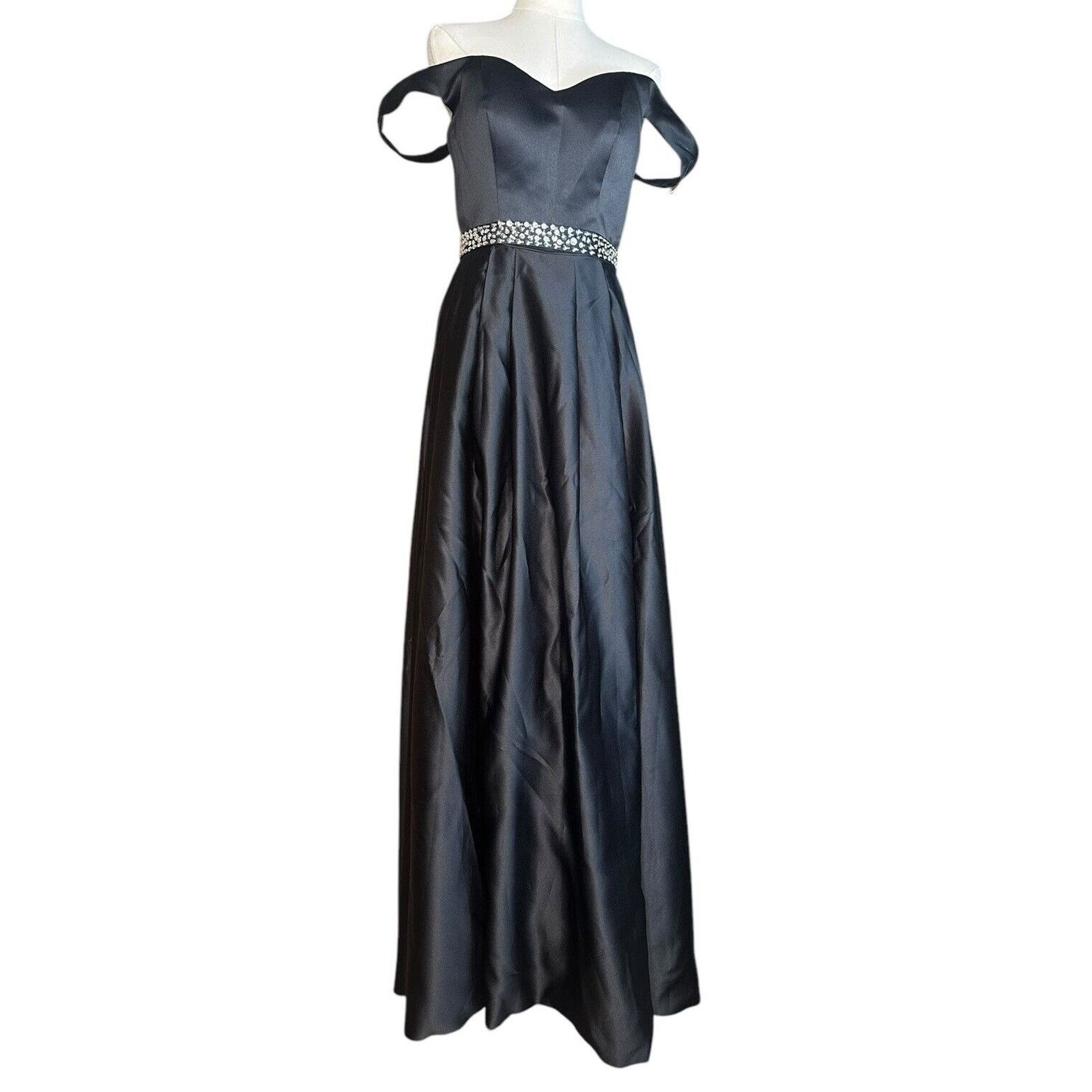Other Long Black Off the Shoulder Formal Dress Pockets Sequins 4? Size S / US 4 / IT 40 - 1 Thumbnail