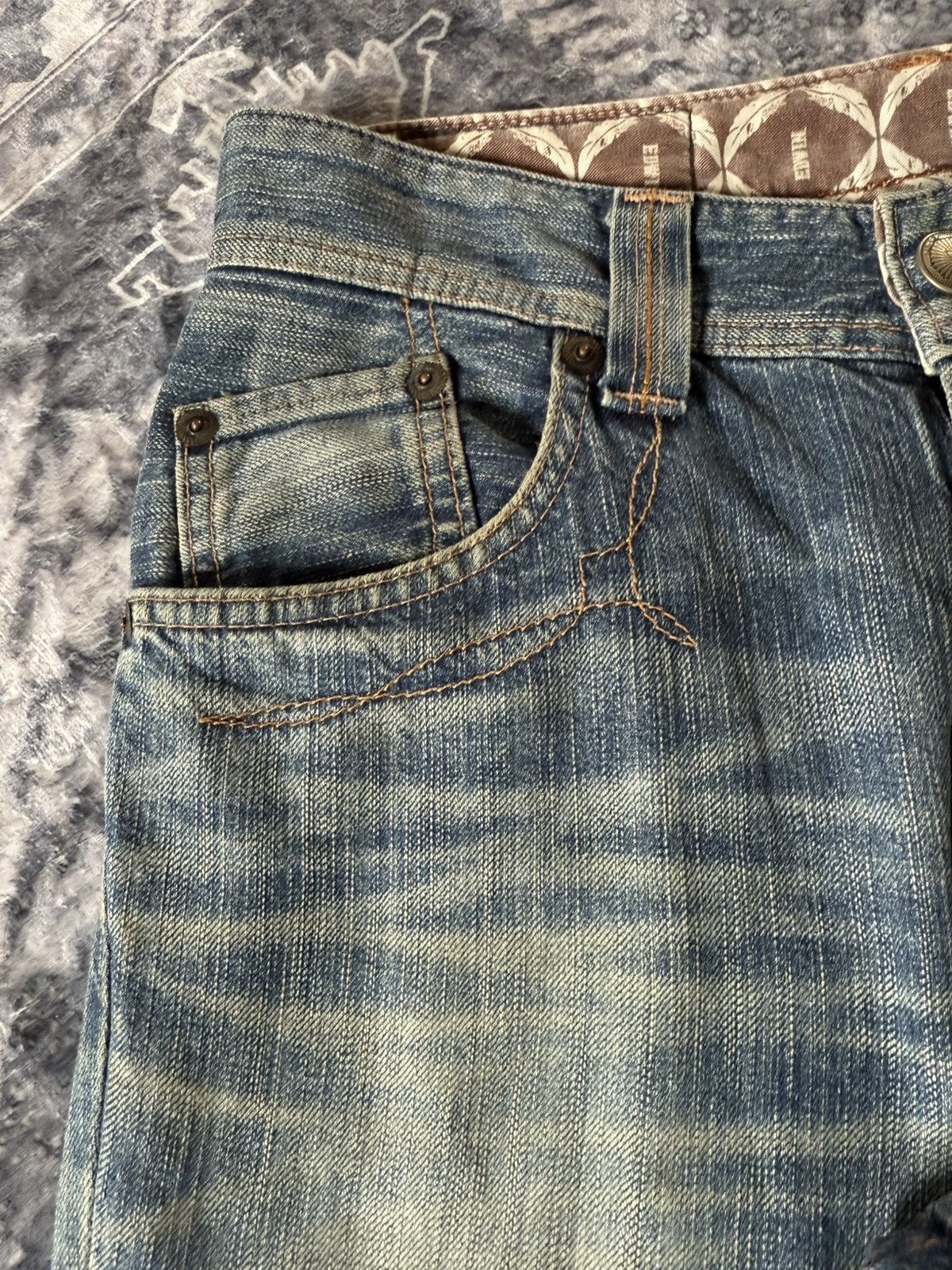 Japanese Brand Edwin 431 XV Over Stitched Western Japanese Flare Jeans Size US 29 - 20 Thumbnail