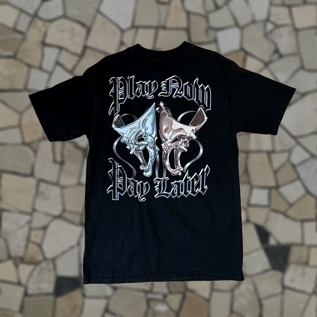 Vintage VINTAGE Rollin Hard Play Now Pay Later Tee Black T-Shirt Short Sleeve Size L Mens Graphic Print 90s California"} Size US L / EU 52-54 / 3 - 1 Thumbnail