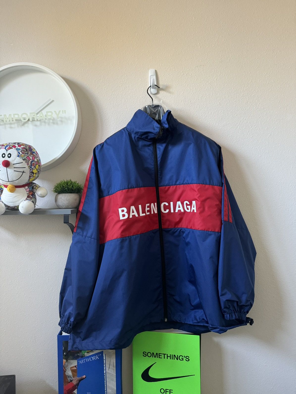 Pre-owned Balenciaga Logo Track Windbreaker Jacket In Blue