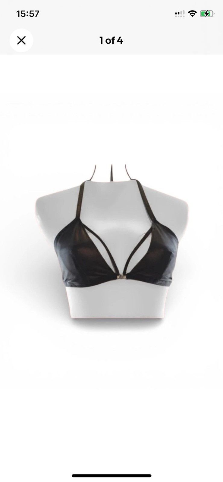 Other Customized BLACK Napa Leather Bra Made to Order Size ONE SIZE - 4 Thumbnail