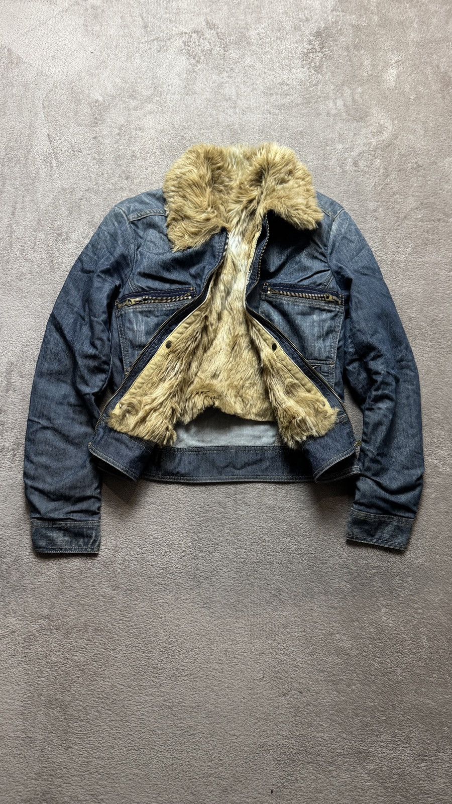 Hysteric Glamour Vintage Y2K Replay Faux Fur Denim Jacket gucci dolce gabbana Size S / US 4 / IT 40 - 2 Thumbnail