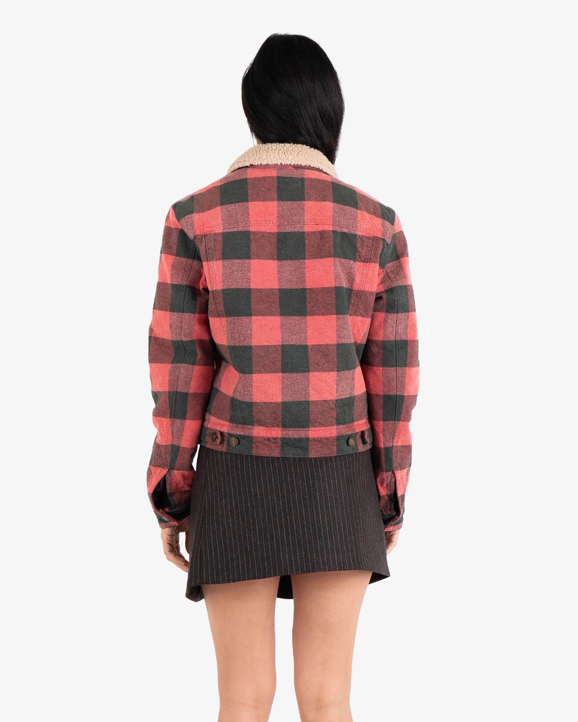 Saint Laurent Paris Red Checked Faux Shearling Trucker Jacket Size S / US 4 / IT 40 - 5 Thumbnail