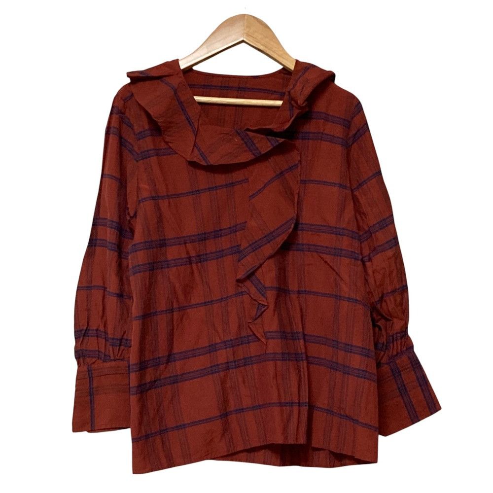 Other DRESSTERIOR Cupro Two-Tone Check Blouse Textile Tops DUTY FREE for USA