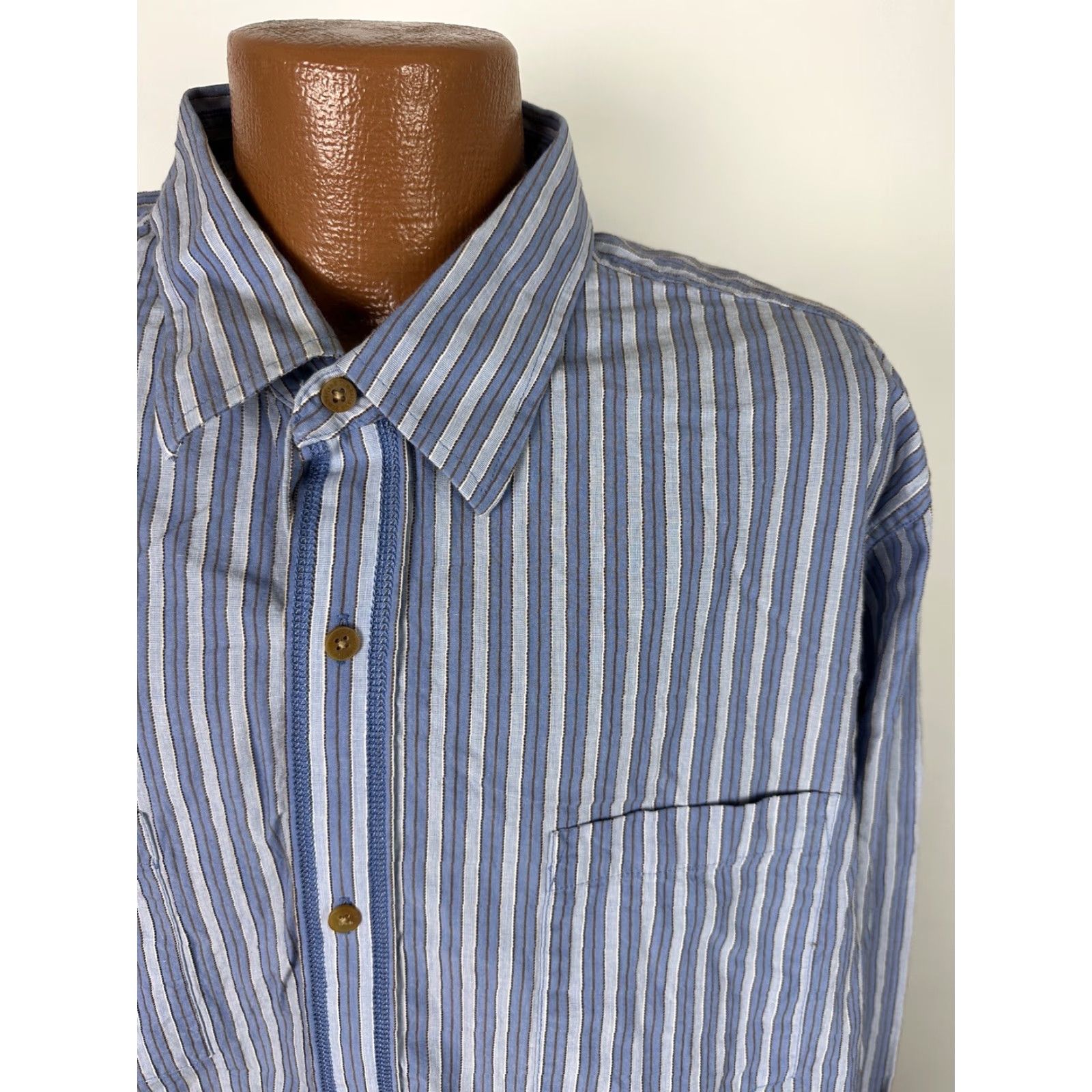 Timberland VINTAGE Timberland Shirt Men 3XL Slim Blue Striped Button-Up Size US XXL / EU 58 / 5 - 3 Thumbnail