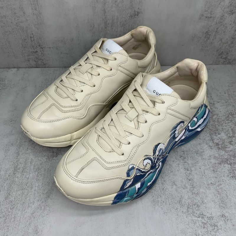 Gucci Gucci Rhyton Wave Print Low-Top Sneakers 0079 Size US 8 / EU 41 - 1 Thumbnail