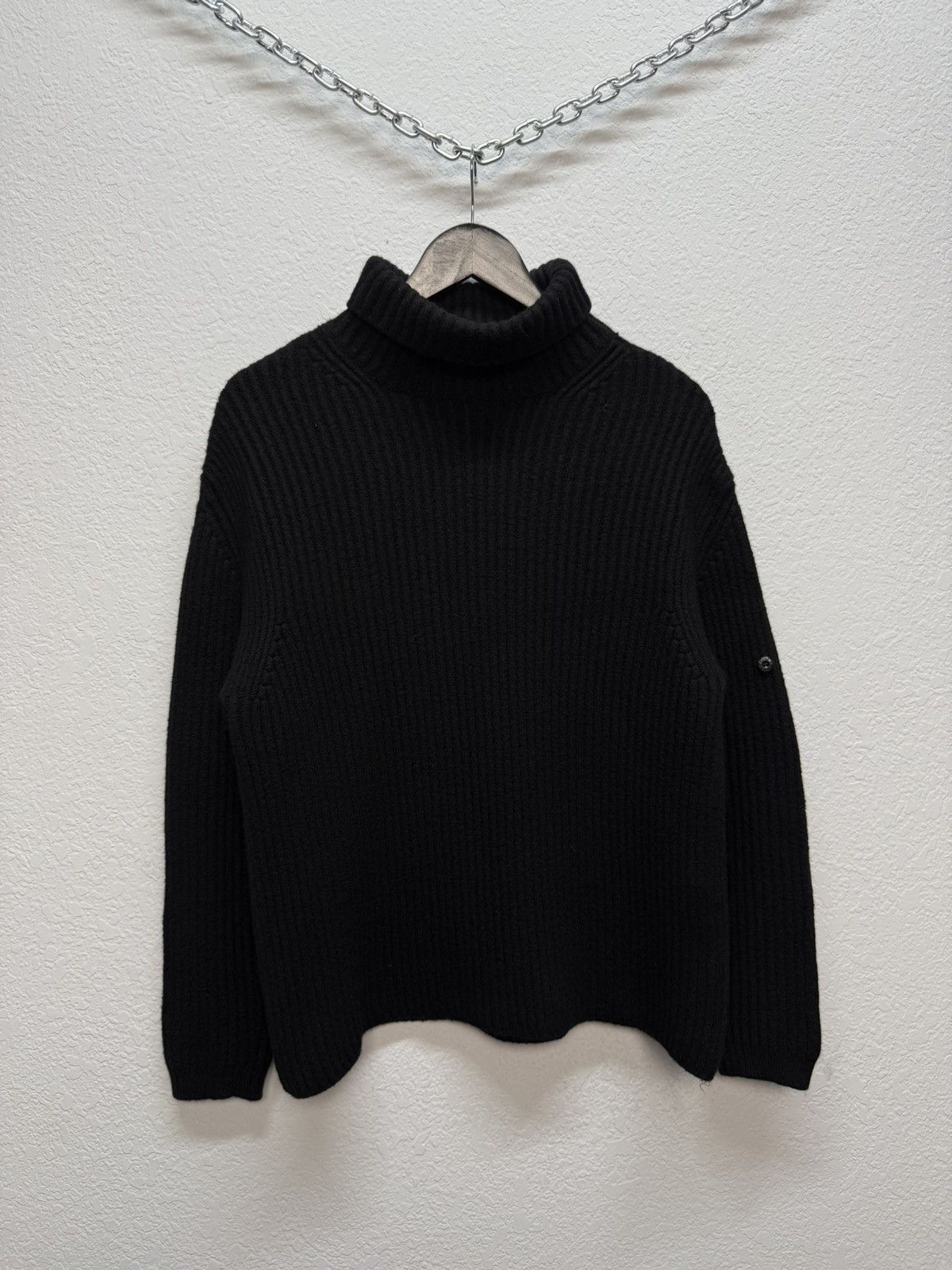 Massimo Osti × Stone Island Vintage Stone Island Knitted Wool Sweater All Black Size M Size US M / EU 48-50 / 2 - 1 Thumbnail
