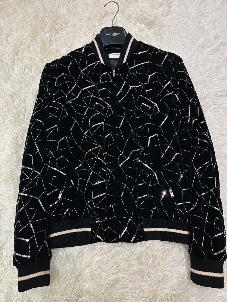Saint Laurent Paris Saint Laurent Black Velvet Bomber Jacket Size US XL / EU 56 / 4 - 1 Thumbnail