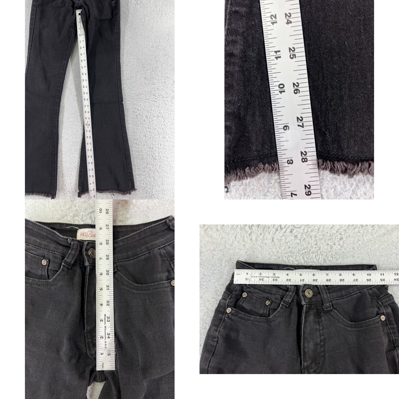 Vintage Red Bottoms Womens Flared Jeans Pants Low Rise Black Cotton Blend 28in Inseam 00 Size 24" / US 00 / IT 34 - 8 Thumbnail