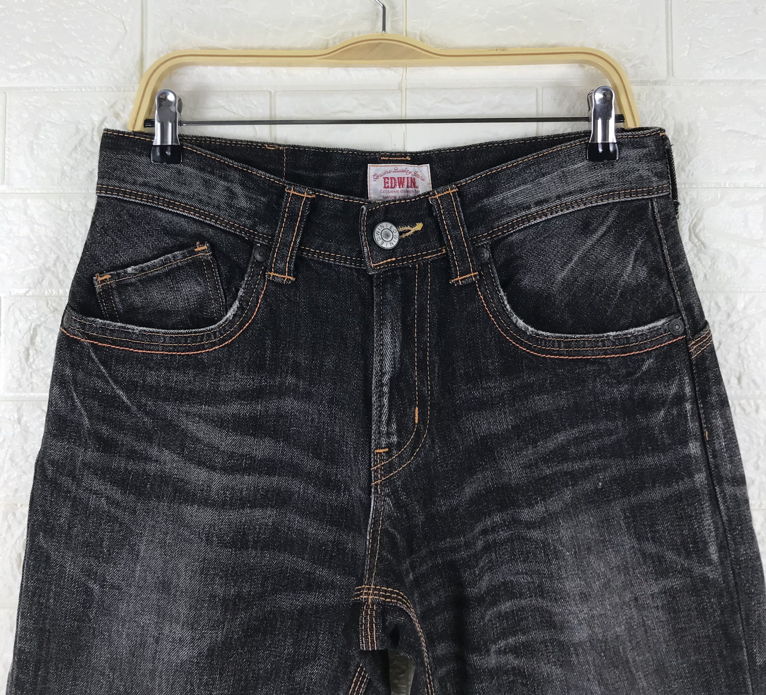 Edwin Vintage Edwin XV Buckle Back Faded Black Flare Jeans Size US 31 - 6 Thumbnail