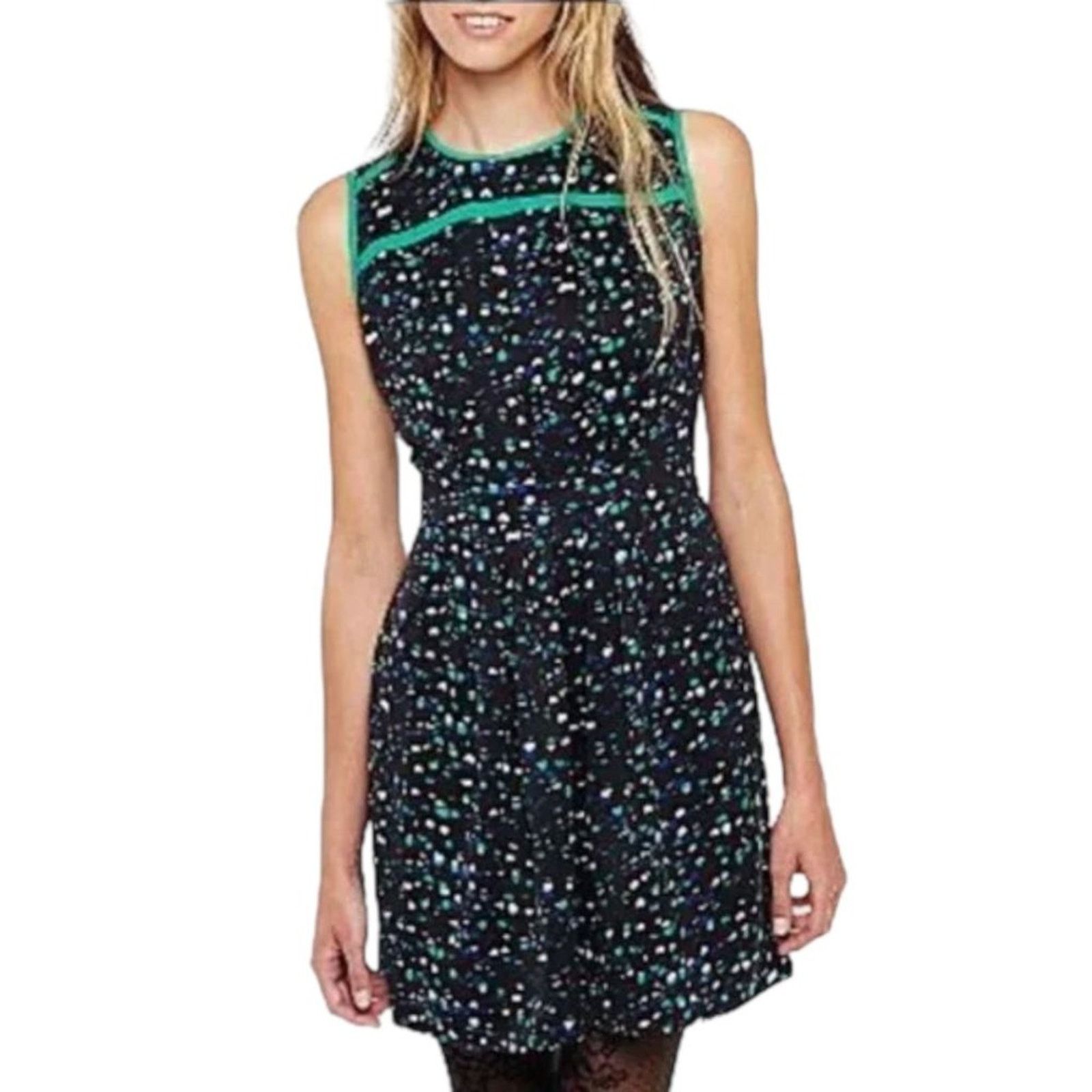 Other I Heart Ronson Black Green Printed Dress w/ Pockets Size 16 Size XXL / US 16-18 / IT 52-54 - 1 Thumbnail