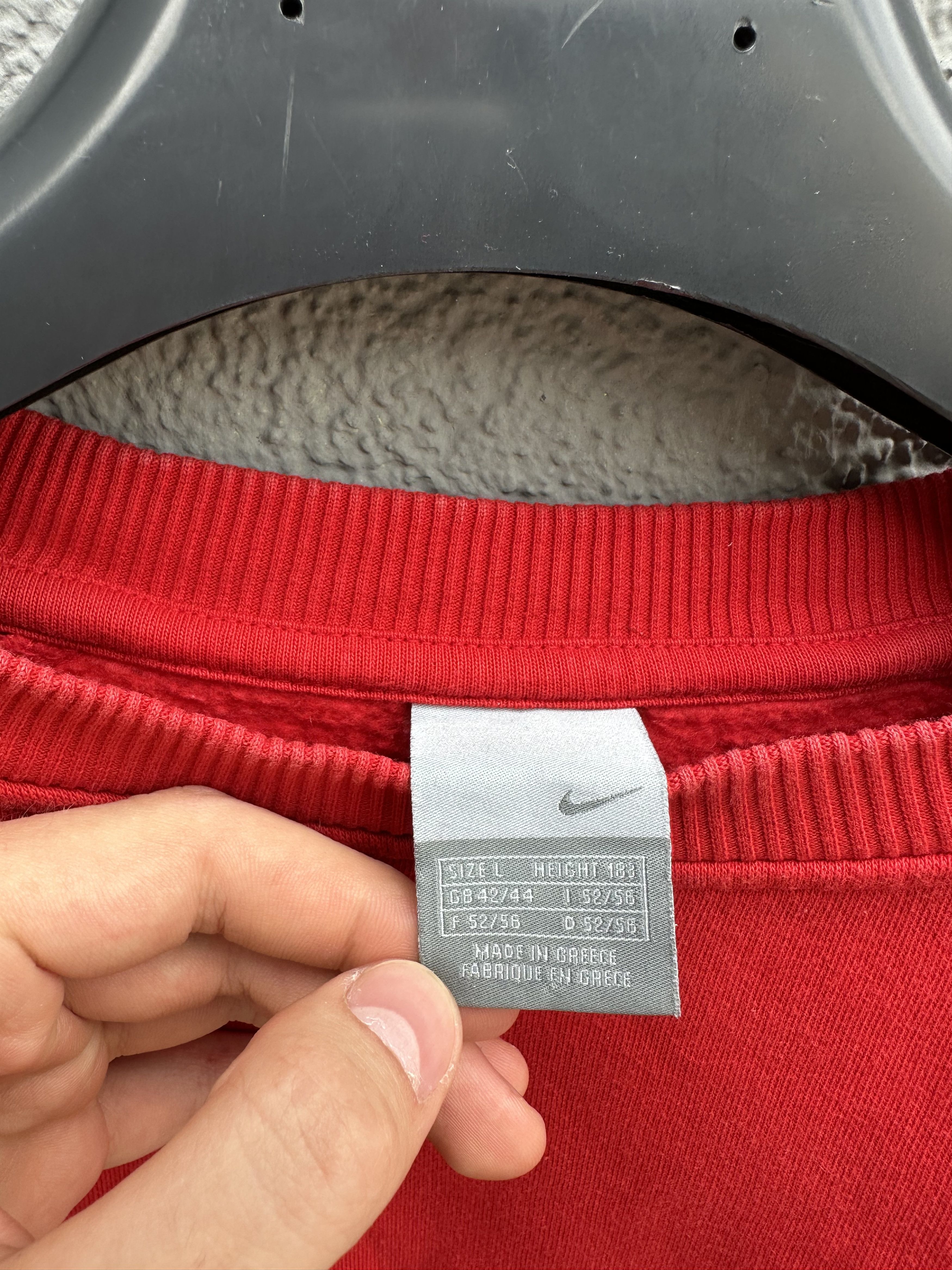 Nike × Vintage Vintage Nike Sweatshirt Big Logo Swoosh Y2K Red L Size US L / EU 52-54 / 3 - 5 Thumbnail