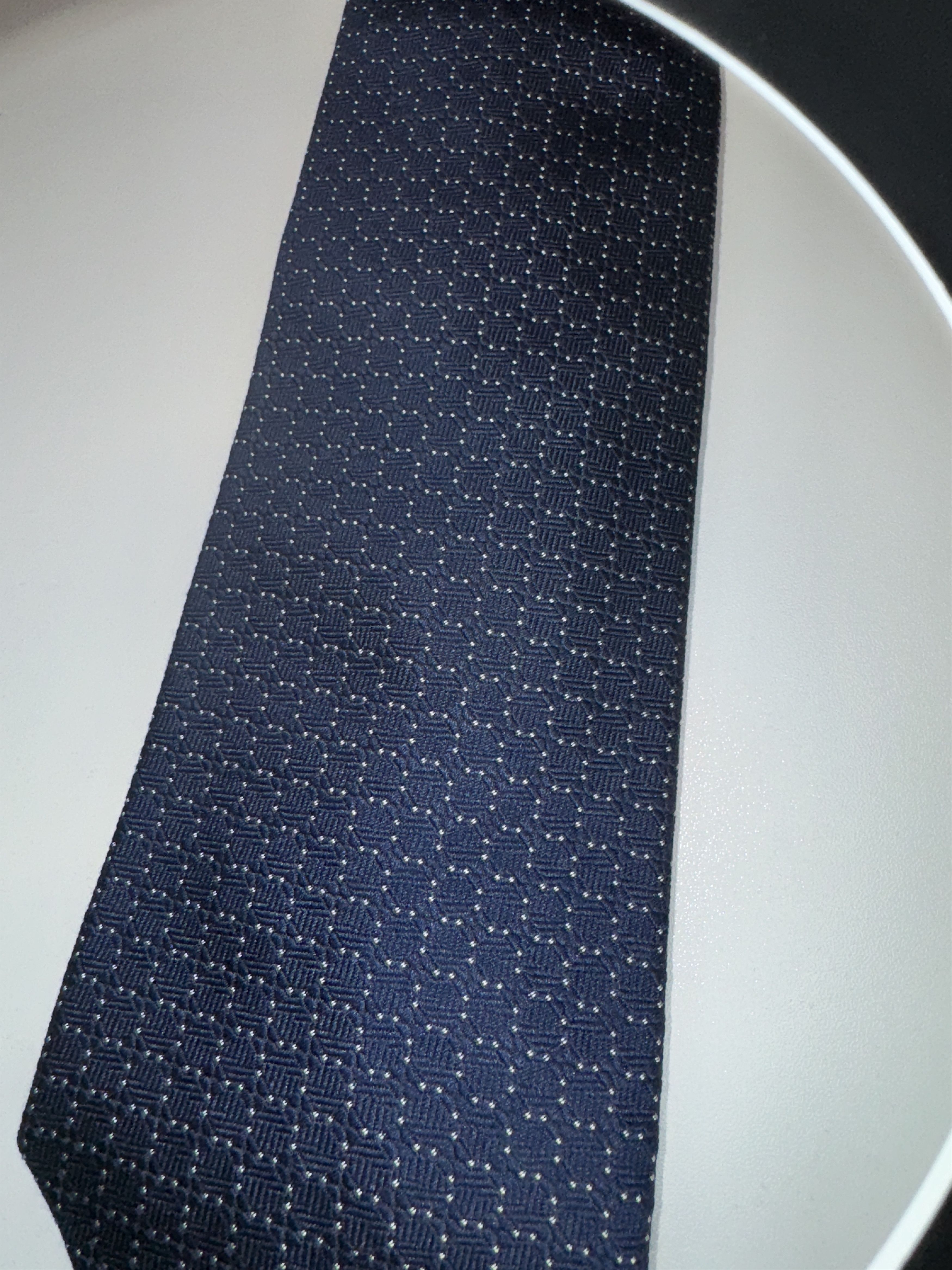 Other RARE John Comfort Tie Navy White Dot Geometric Pattern Size ONE SIZE - 4 Thumbnail