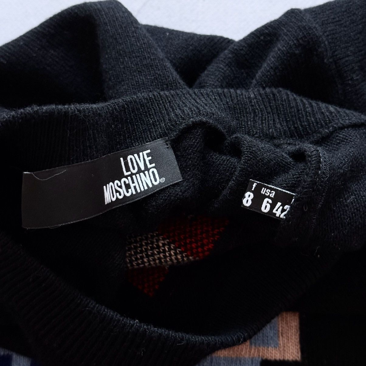 Love Moschino Moschino Lets Love Each Other Wool T-Shirt Sweater Size M / US 6-8 / IT 42-44 - 6 Thumbnail