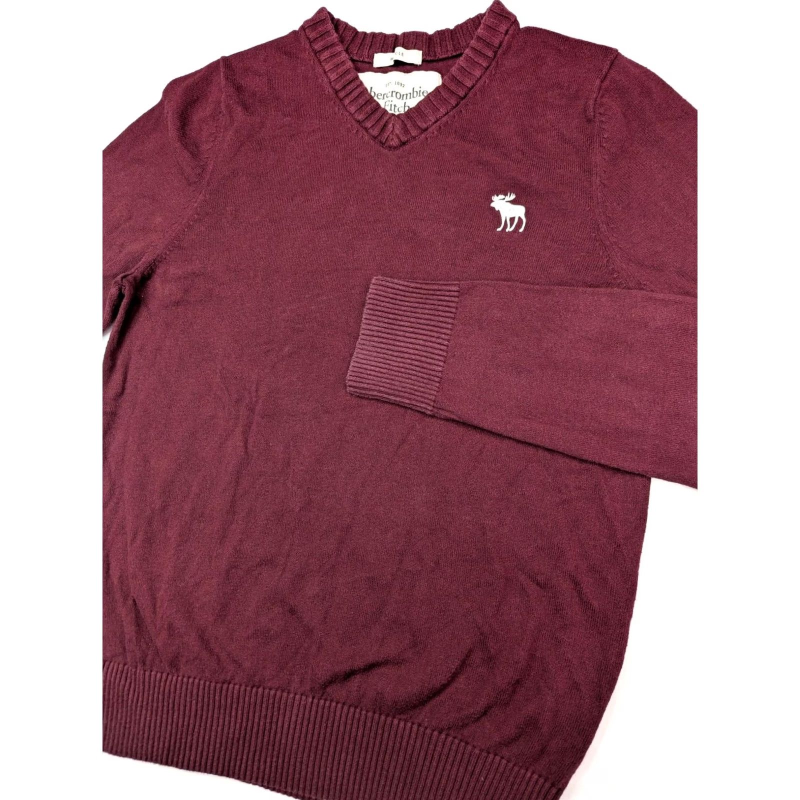 Abercrombie & Fitch Abercrombie & Fitch Sweater Womens XL Maroon V-Neck Wool Cashmere Knit Pullover Embroidered Moose 90s Bohemian Preppy Casual/Party Womens XL Red Size XL / US 12-14 / IT 48-50 - 2 Thumbnail
