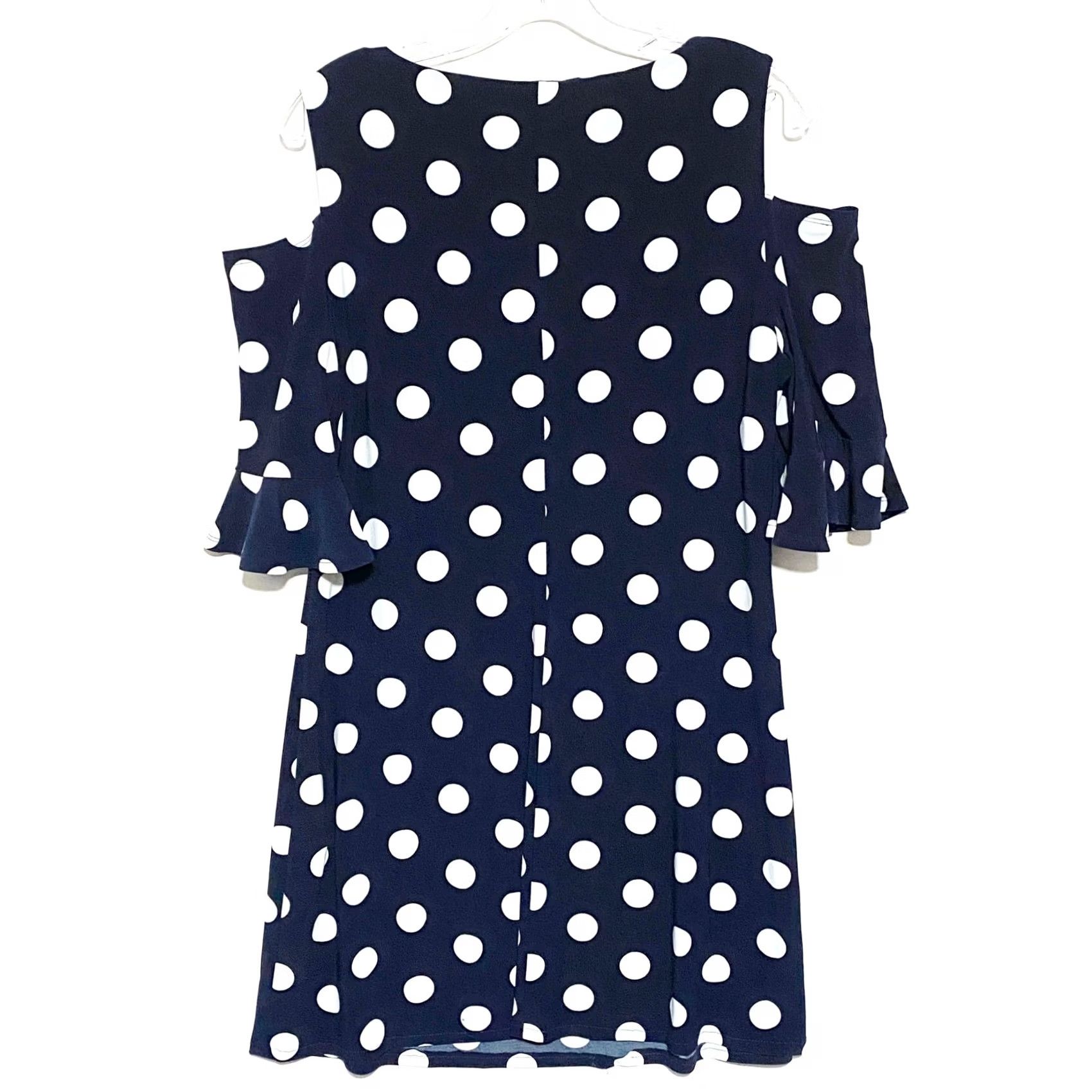 Tommy Hilfiger Tommy Hilfiger Dress Womens 12 Black White Polka Dot Cold Shoulder Retro Summer Size XL / US 12-14 / IT 48-50 - 3 Thumbnail