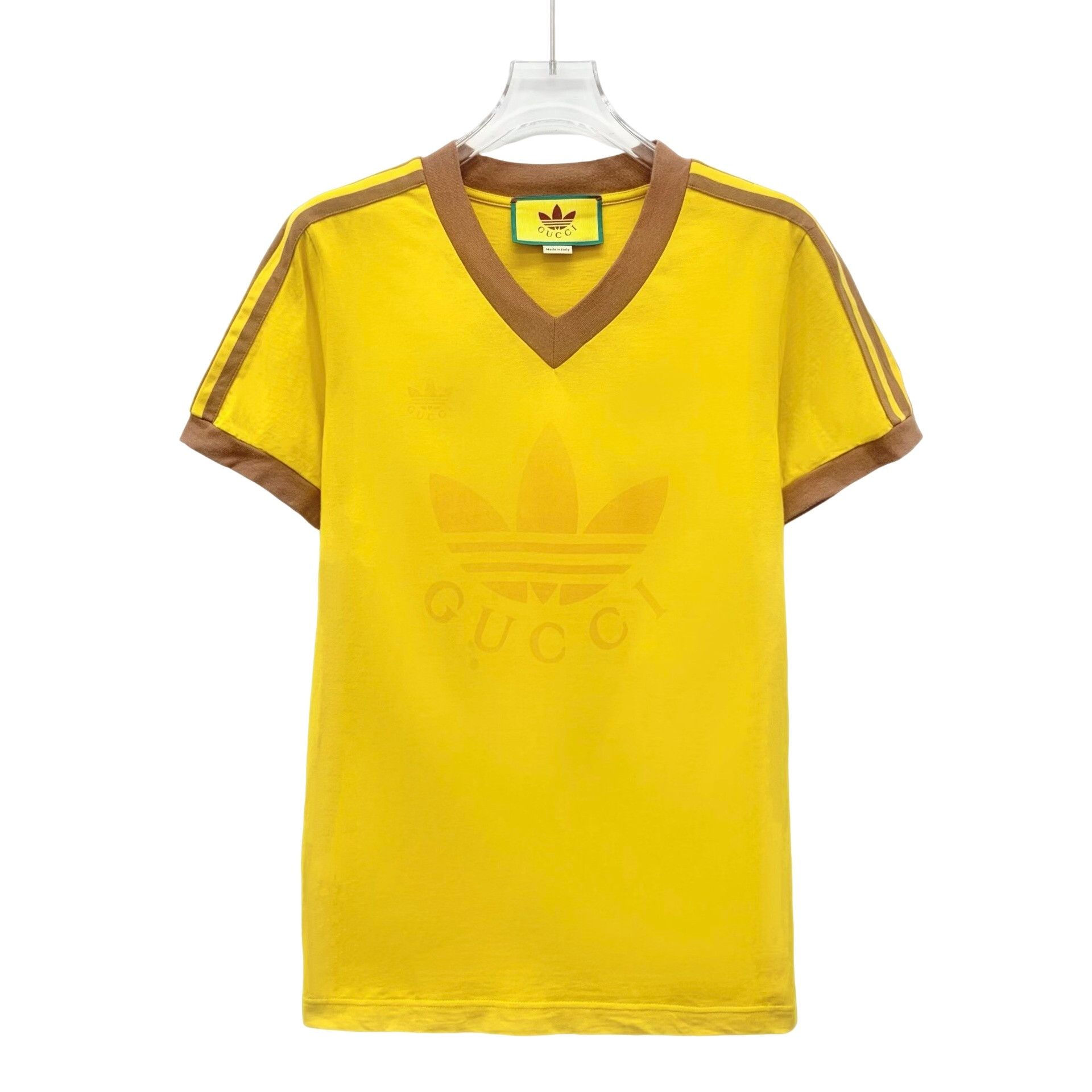 Gucci Gucci x Adidas Logo Print V-Neck T-Shirt M Size US M / EU 48-50 / 2 - 1 Thumbnail