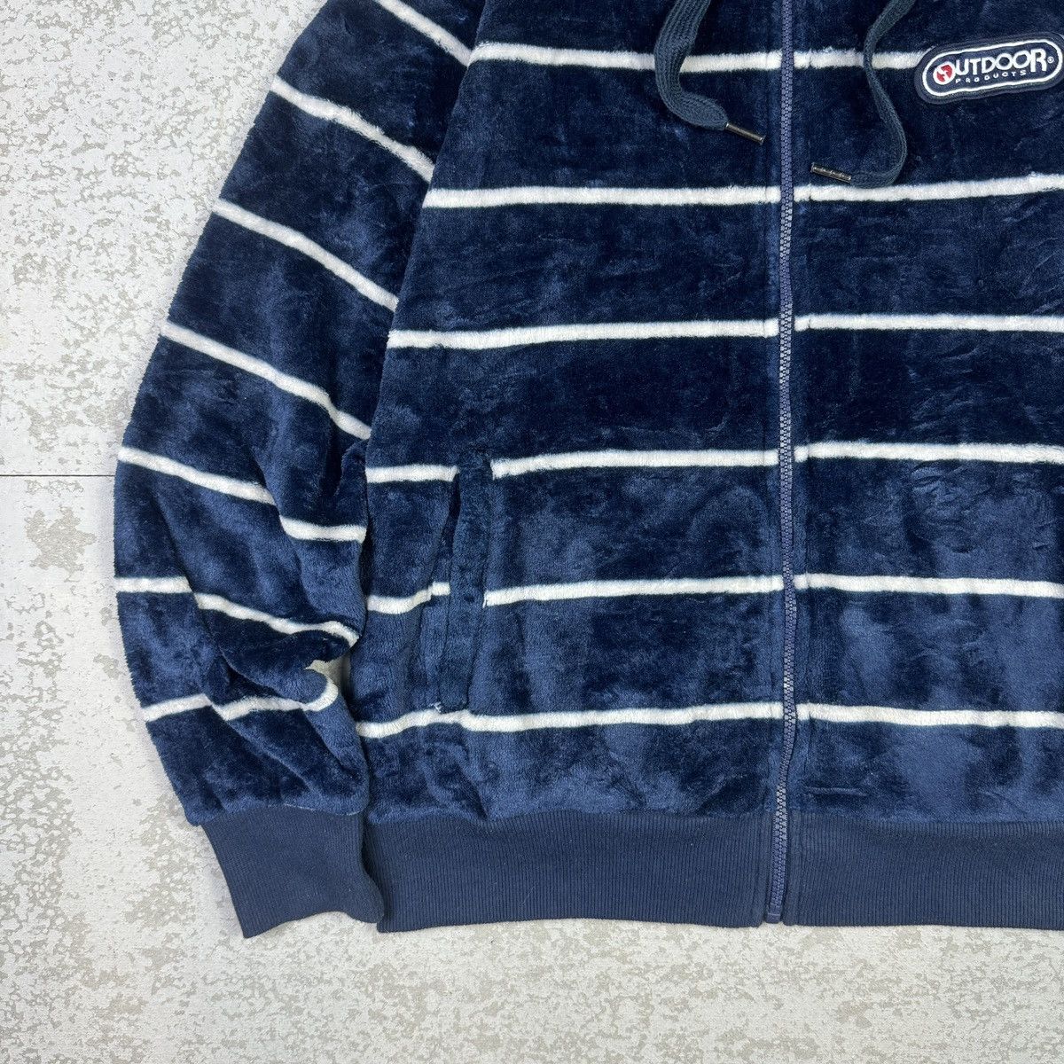 Japanese Brand Outdoor Products Stripe Matted Fleece Hooded Sweater Size US M / EU 48-50 / 2 - 4 Thumbnail