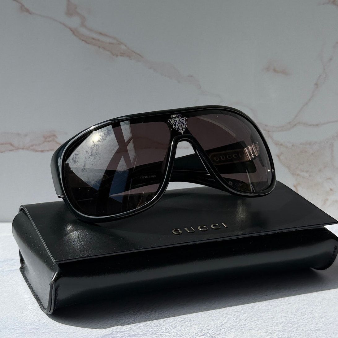 Gucci × Streetwear × Vintage GUCCI Horsebit Logo Mask Sunglasses